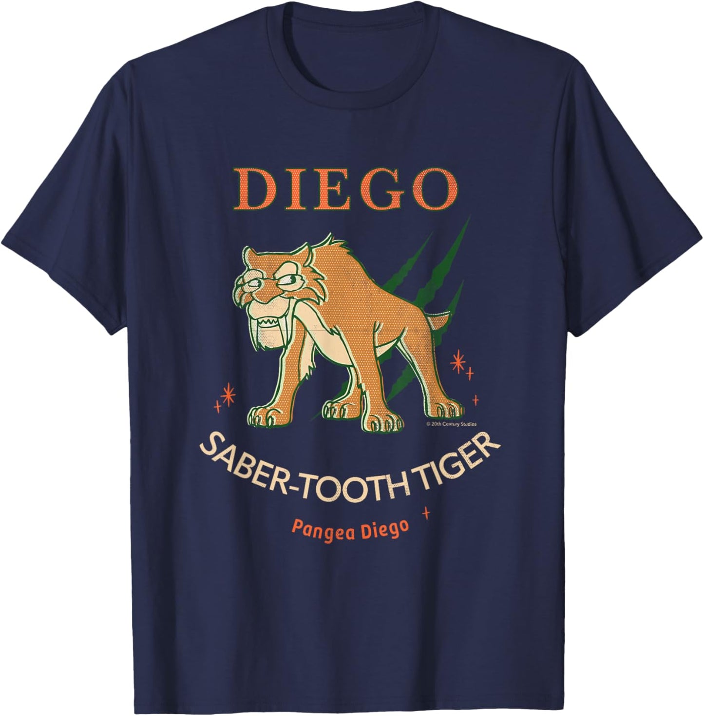 Ice Age Diego Saber-Tooth Tiger Halftone T-Shirt - T-Shirt | Navy