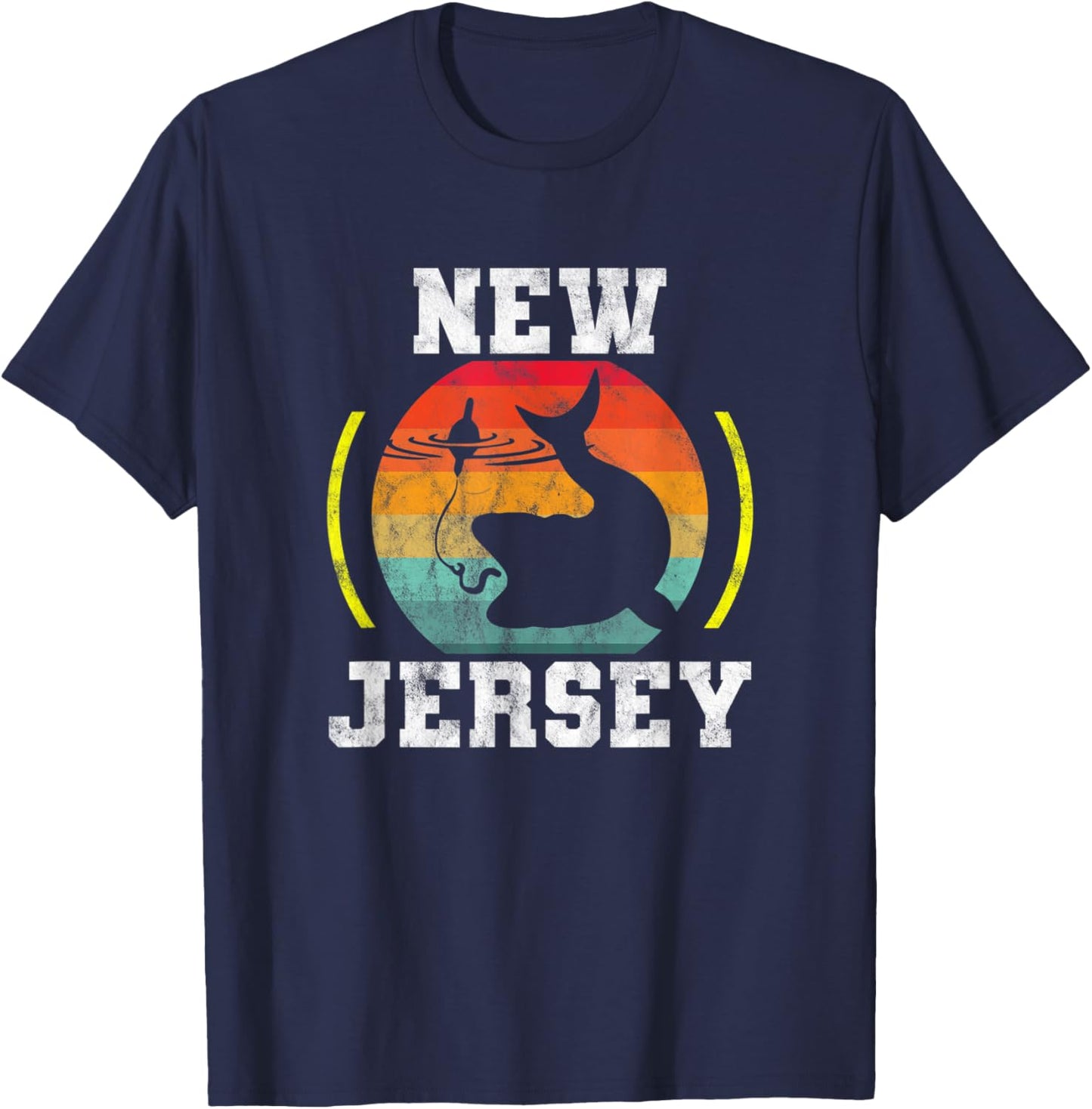 New Jersey - Fishing In The Great State Of NJ - Retro T-Shirt - T-Shirt | Navy