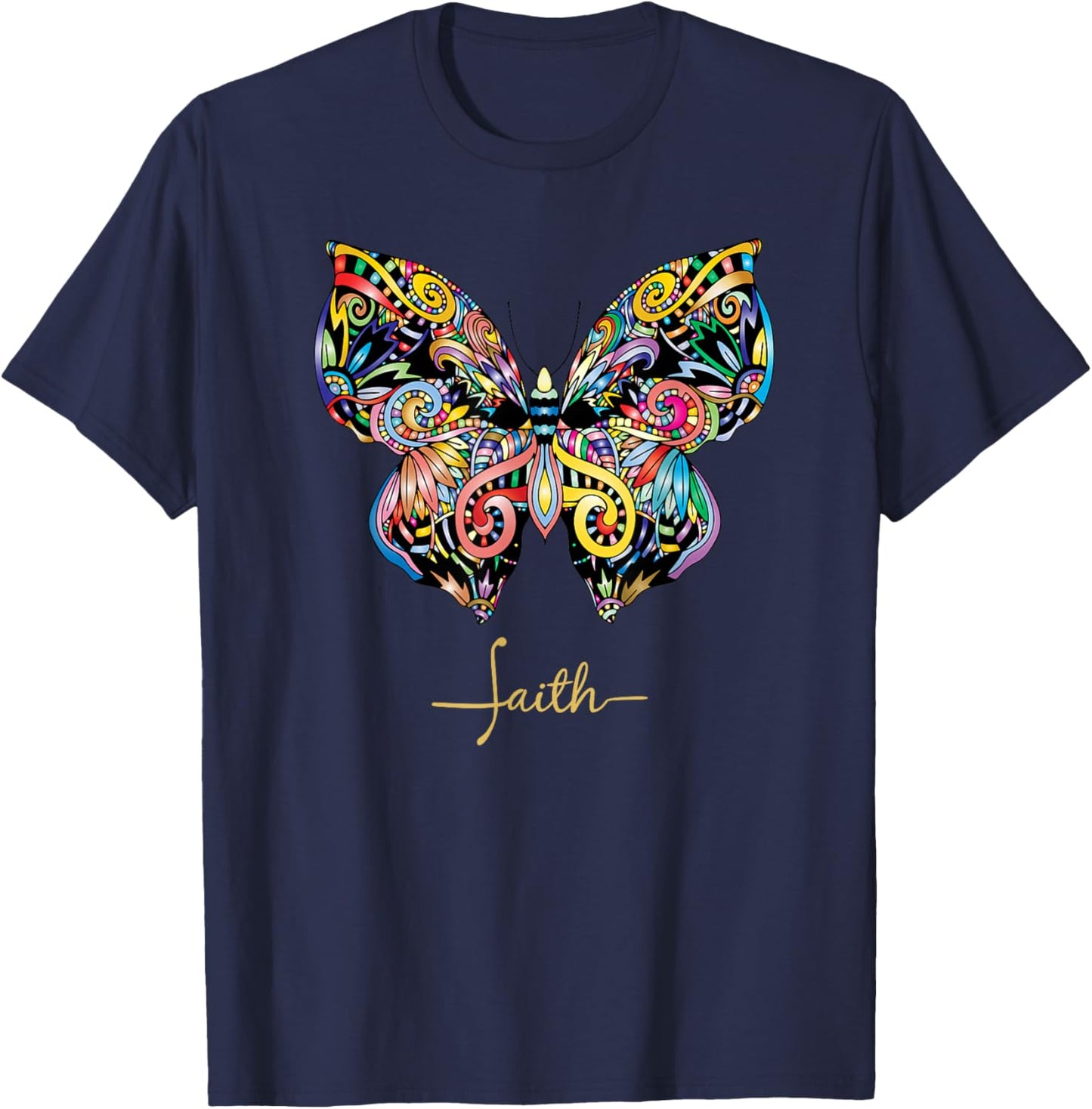 Christian T Faith bible butterfly women's T-Shirt - T-Shirt | Navy