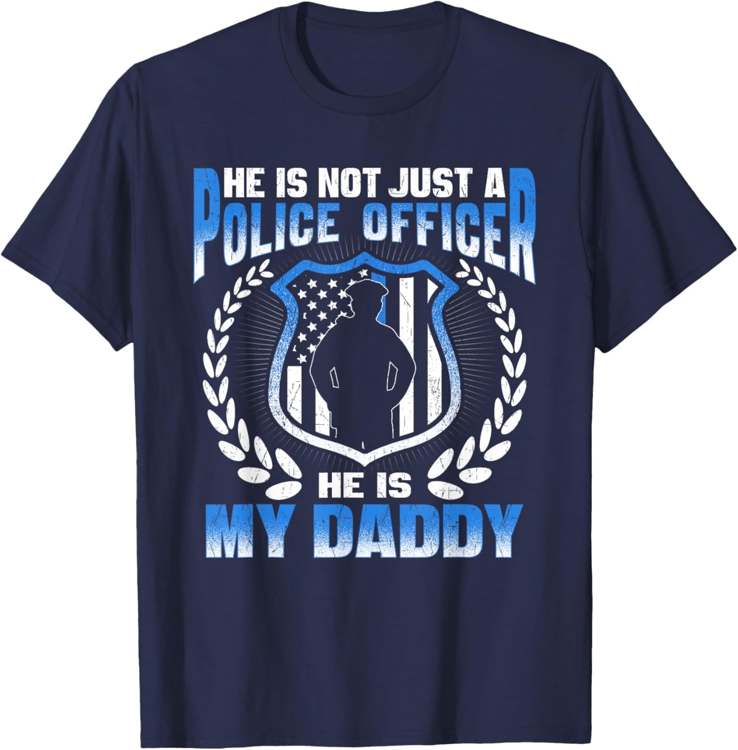 My Daddy Is A Brave Police Officer Proud Police Daughter Son T-Shirt - T-Shirt | Navy