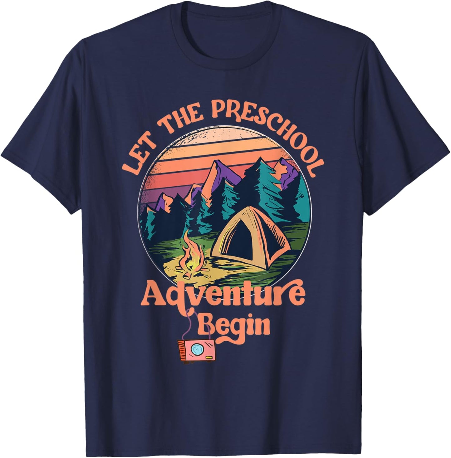 Let The Preschool Adventure Begin Back to School Teacher T-Shirt - T-Shirt | Navy