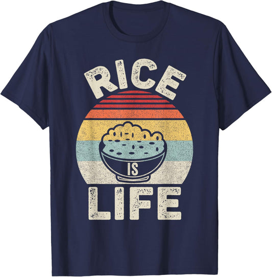 Vintage Retro Rice Is Life Filipino T-Shirt - T-Shirt | Navy