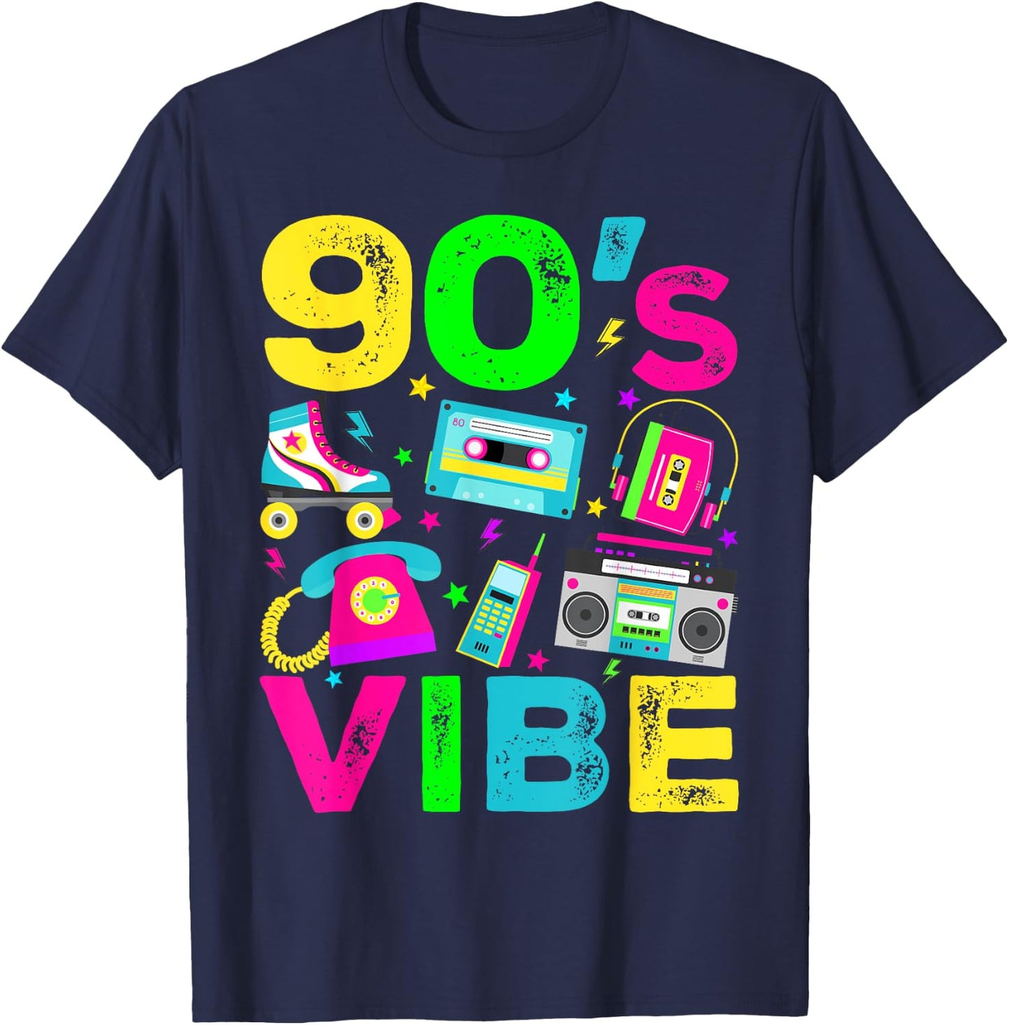 90s Vibe 1990s Vintage Style Nineties Retro Party T-Shirt - T-Shirt | Navy