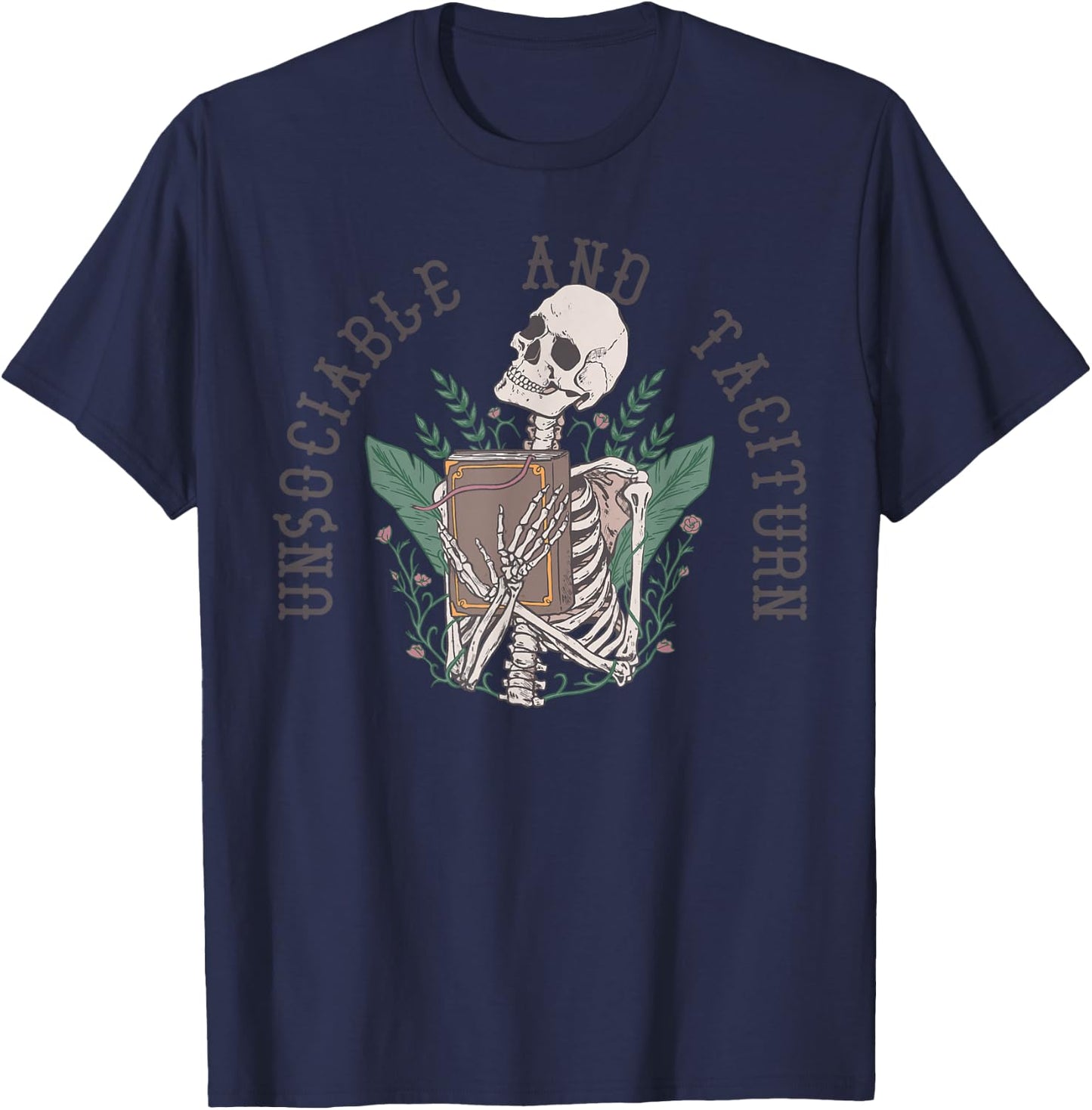 UNSOCIABLE AND TACITURN Jane Austen Pride & Prejudice Meme T-Shirt - T-Shirt | Navy