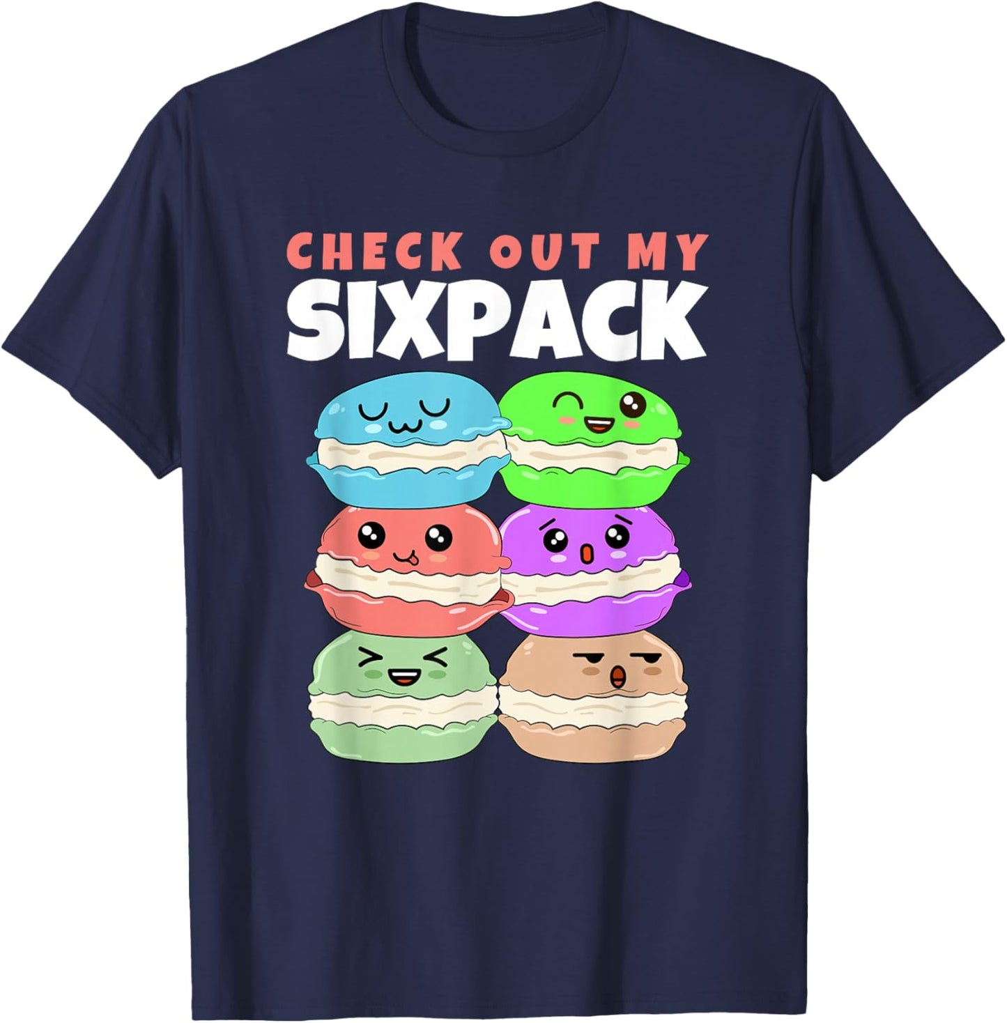 Check Out My Sixpack Macaron Macarons T-Shirt - T-Shirt | Navy