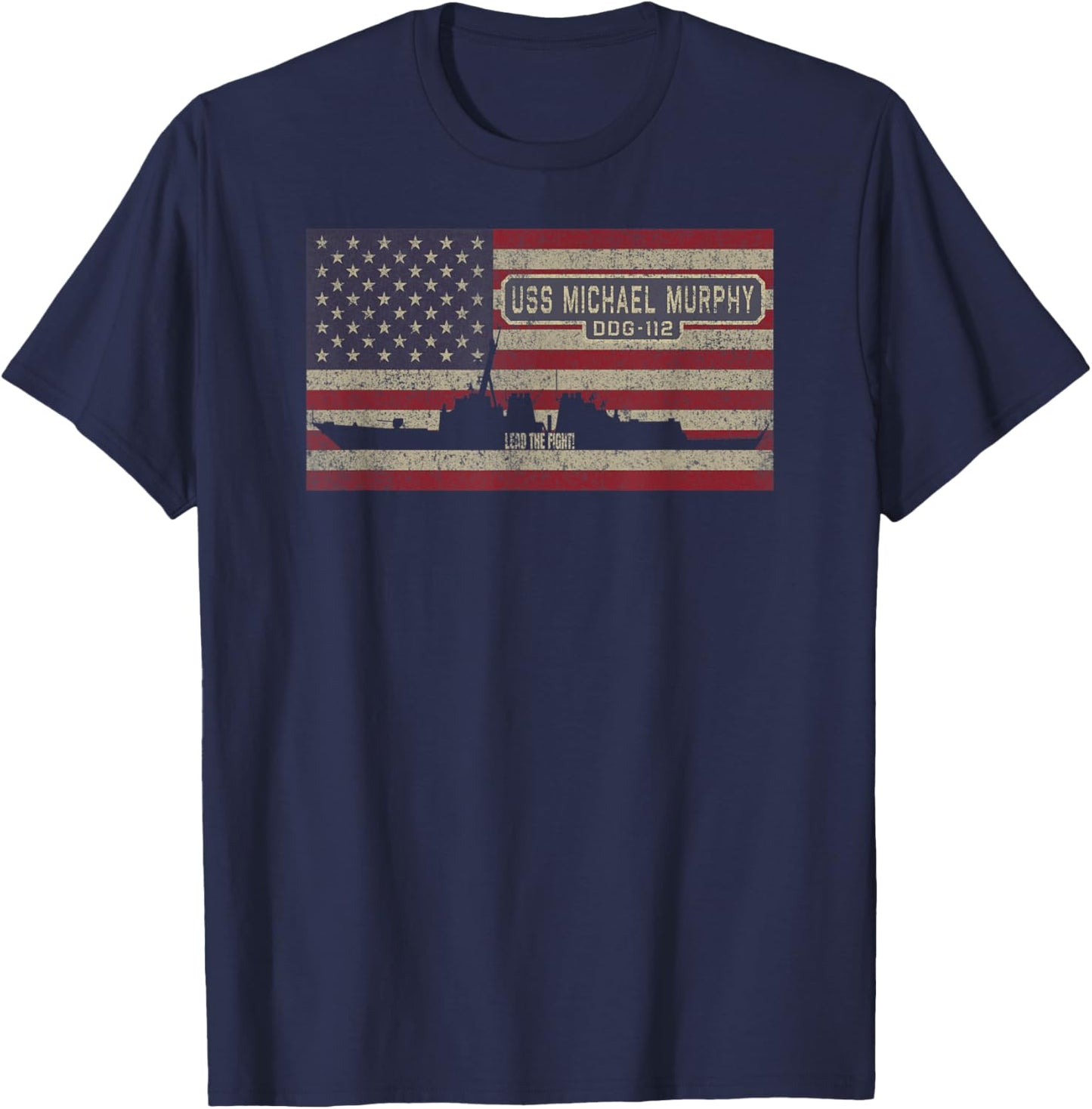 USS Michael Murphy DDG-112 Destroyer Ship USA Flag T-Shirt - T-Shirt | Navy