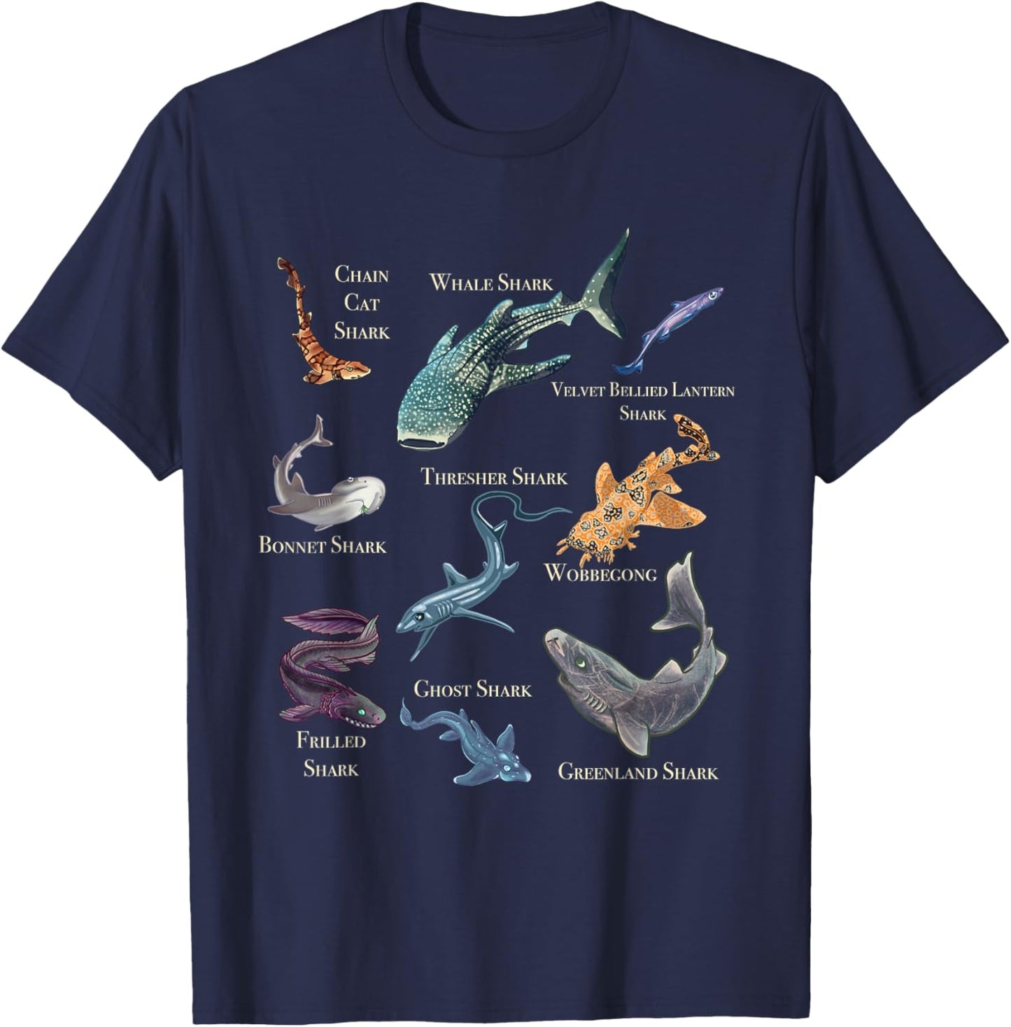 Shark Frenzy Fun Shark Collection T-Shirt - T-Shirt | Navy