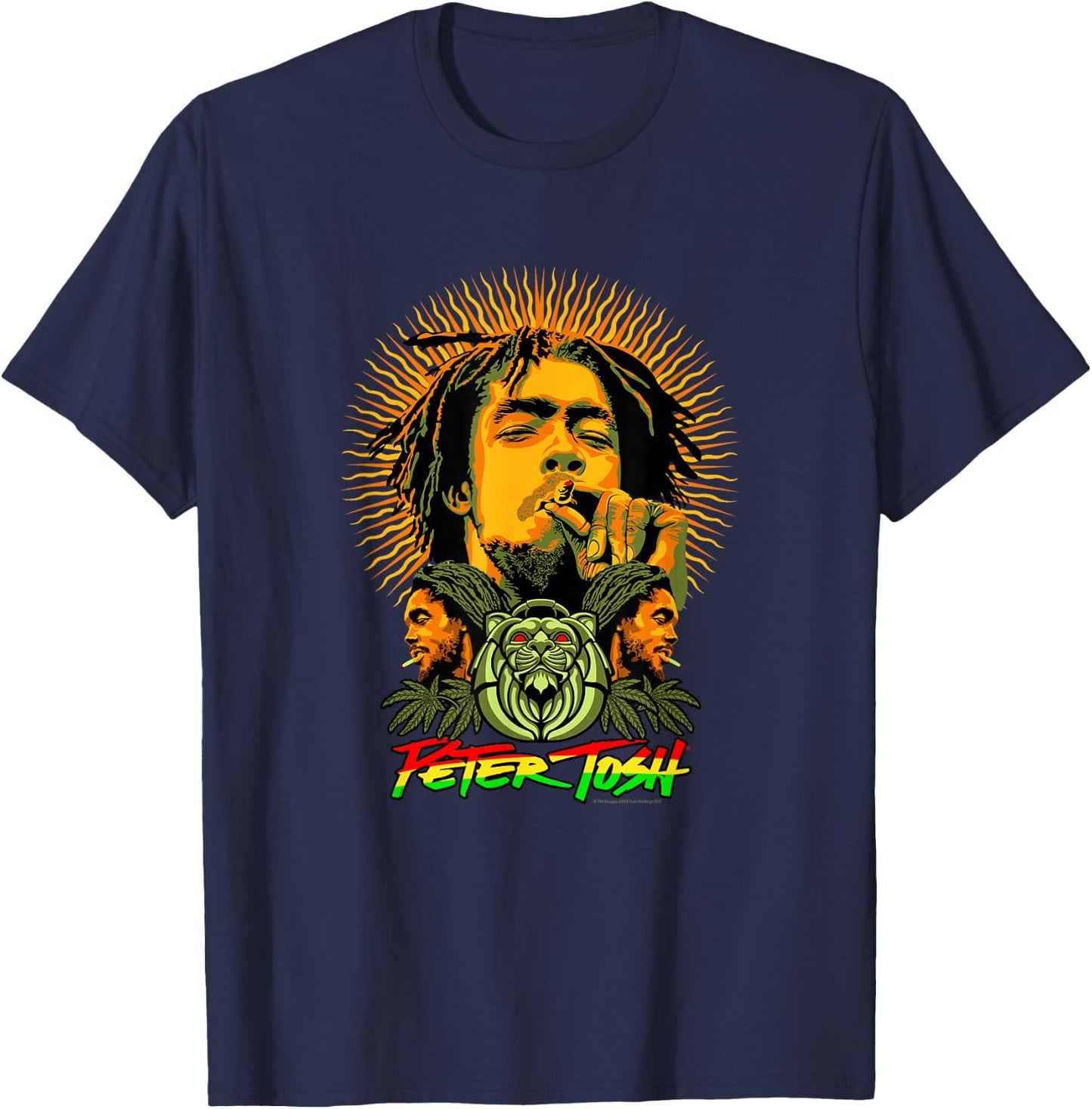 Peter Tosh Sun and Lion Rasta Graphic Photo by Lee Jaffee T-Shirt - T-Shirt | Navy