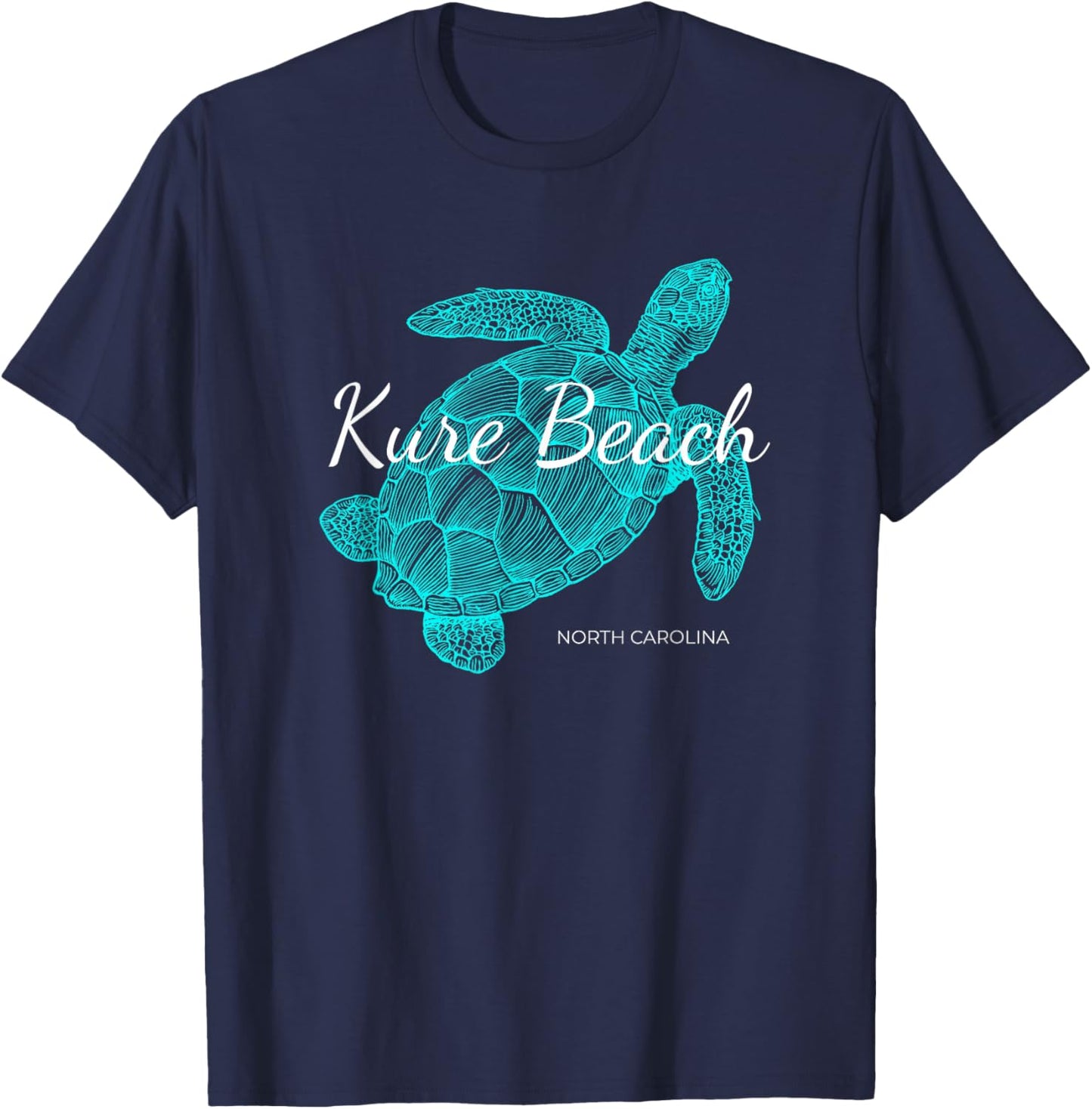 Kure Beach North Carolina Vacation With A Turtle Graphic T-Shirt - T-Shirt | Navy