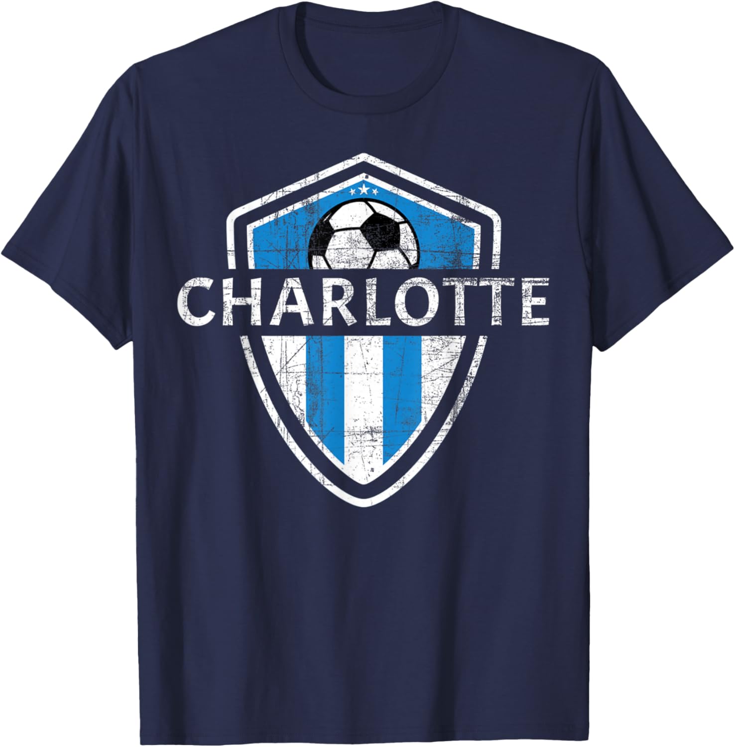 Charlotte 704 Jersey - Fan Badge Distressed T-Shirt - T-Shirt | Navy