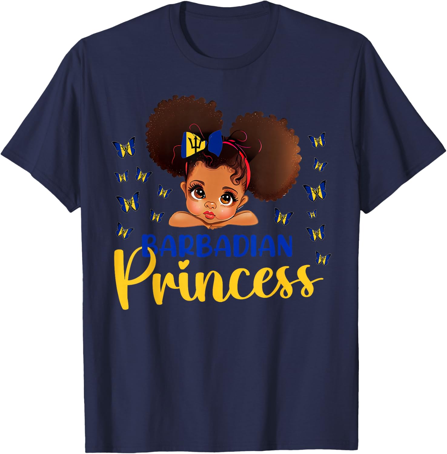 Barbadian Princess Barbados for Black Girls Kids T-Shirt - T-Shirt | Navy