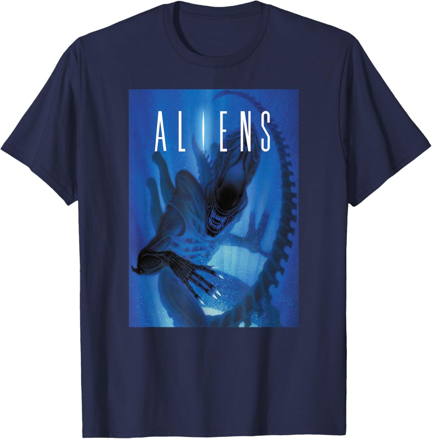 Aliens Xenomorph Blue Light T-Shirt - T-Shirt | Navy