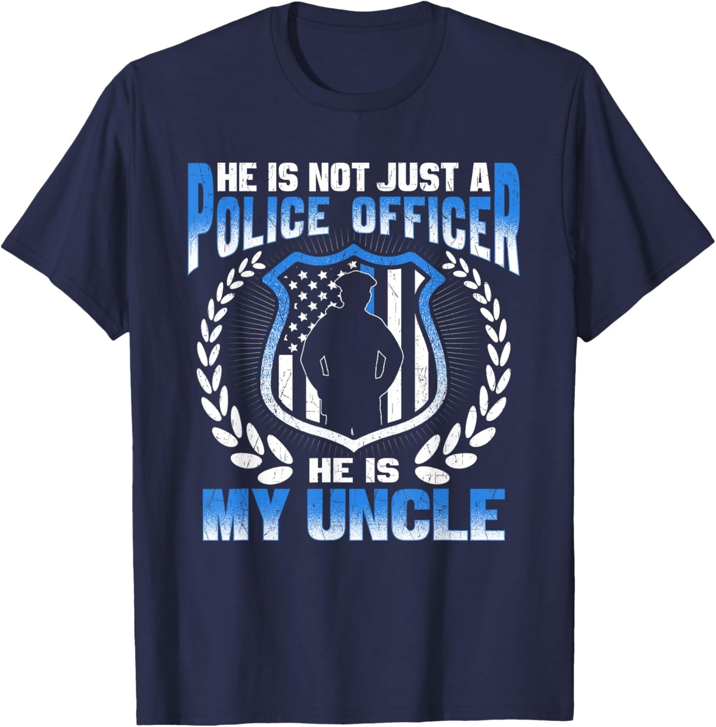 My Uncle Is A Brave Police Officer Proud Police Niece Nephew T-Shirt - T-Shirt | Navy
