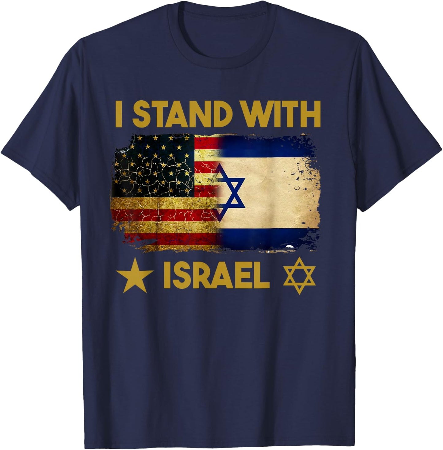 I Stand with Israel Shirt I Stand with Israel America Flag T-Shirt - T-Shirt | Navy