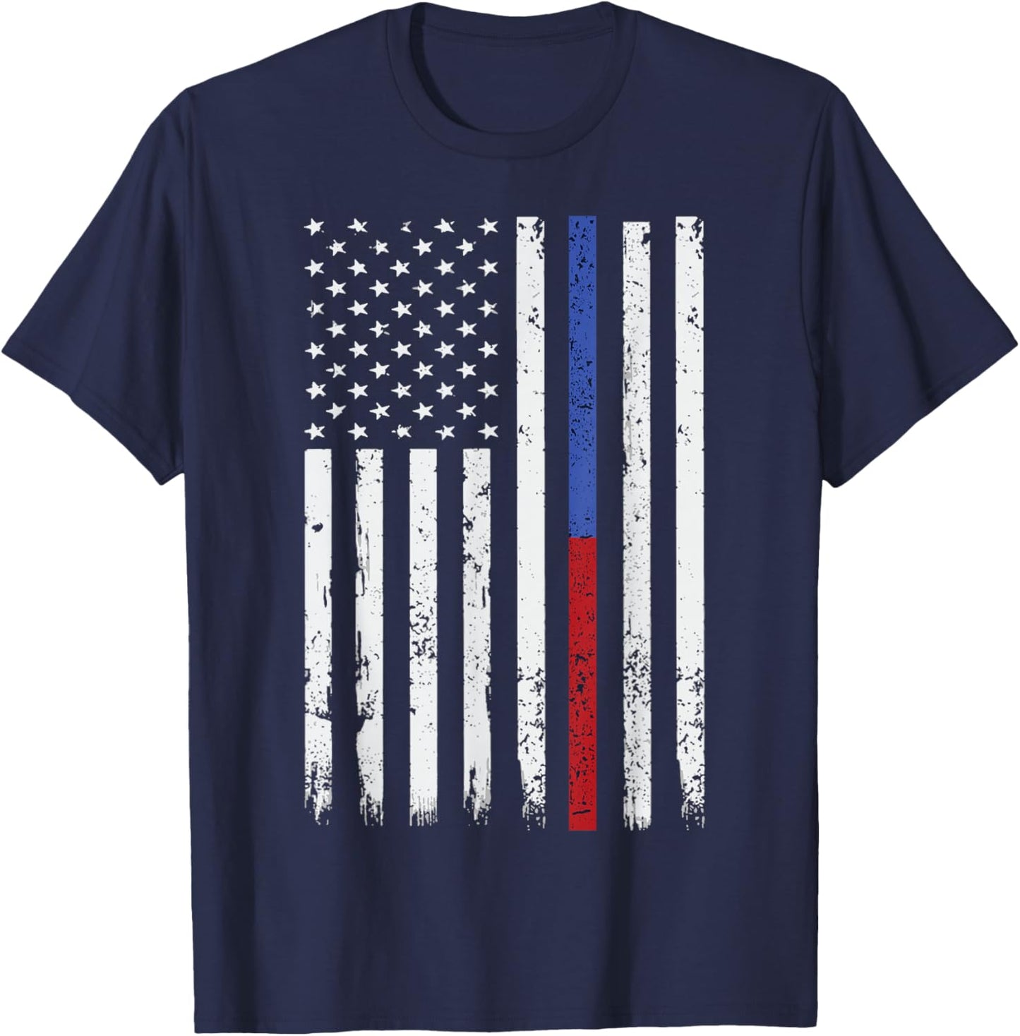 Thin Blue/Red Line Flag Police and FireFighter T-Shirt - T-Shirt | Navy