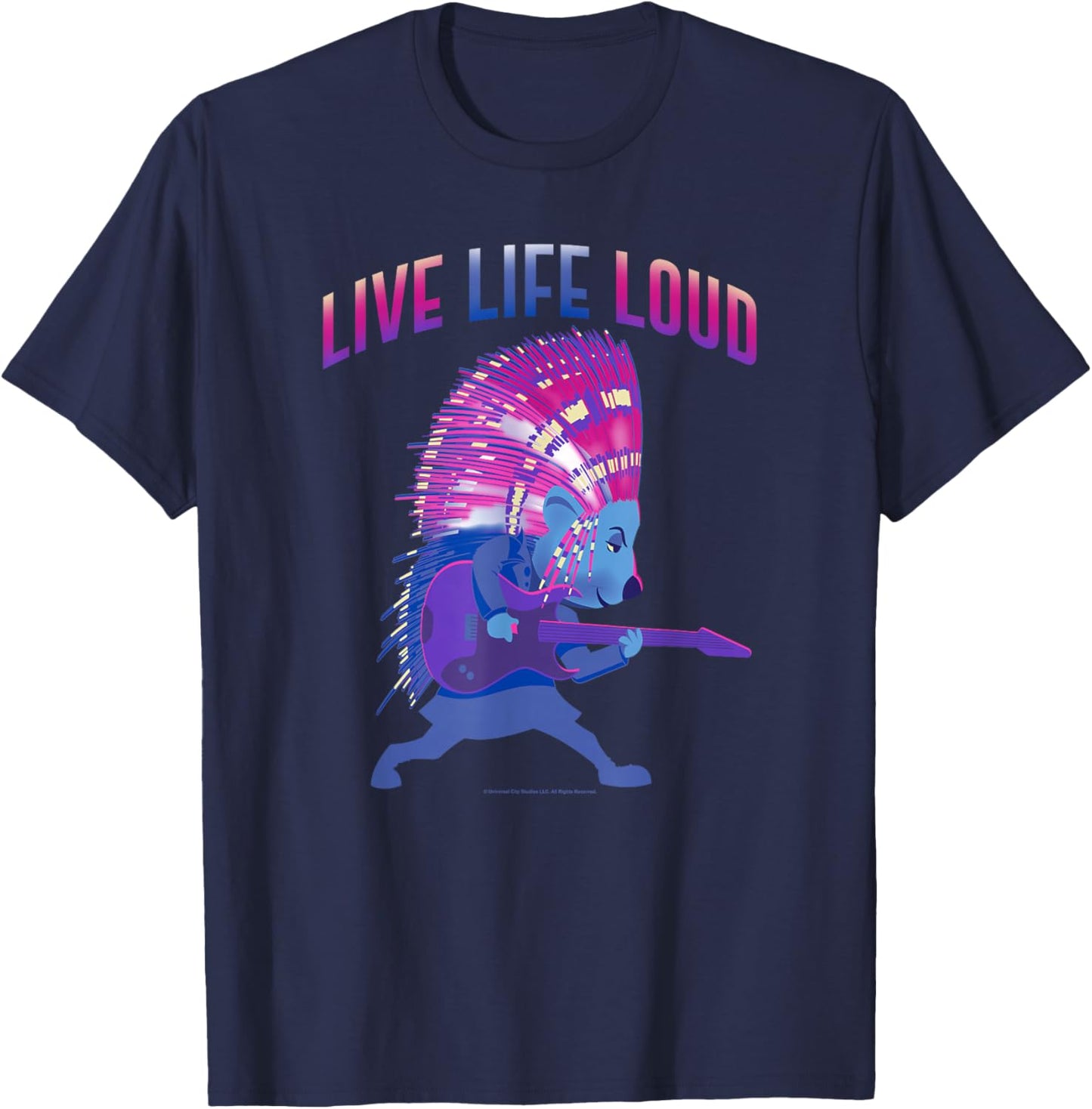 Sing 2 Ash Retro Live Life Loud Silhouette T-Shirt - T-Shirt | Navy