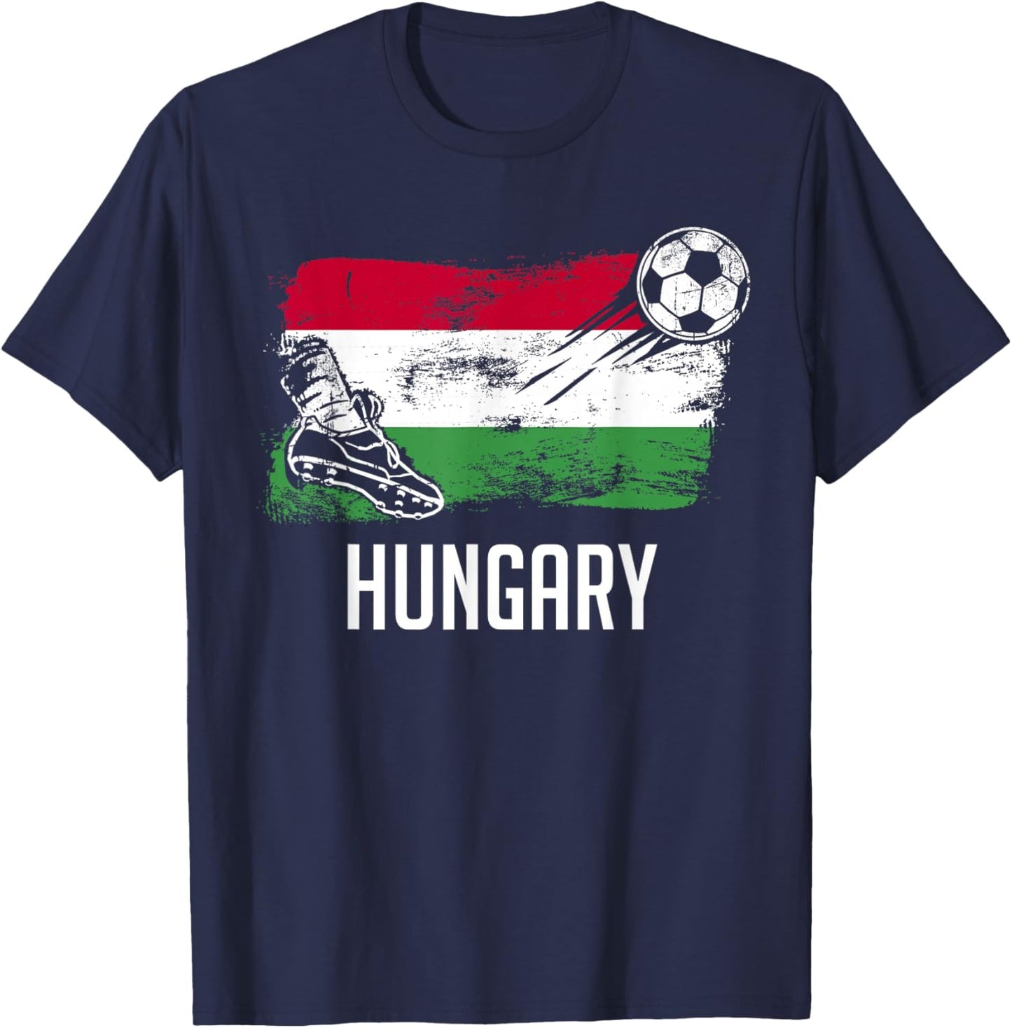 Hungary Flag Jersey Hungarian Soccer Team T-Shirt - T-Shirt | Navy