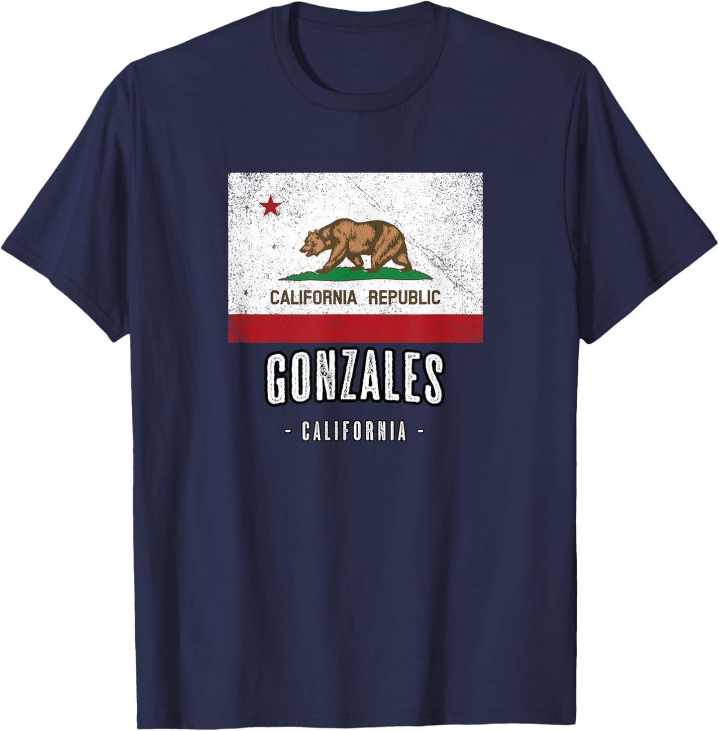 GONZALES - California | Cali City Souvenir - CA Flag T-Shirt - T-Shirt | Navy