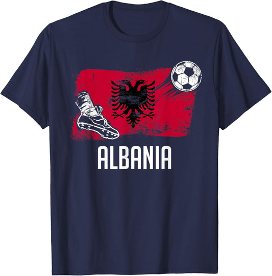 Albania Flag Jersey Albanian Soccer Team Albanian T-Shirt - T-Shirt | Navy
