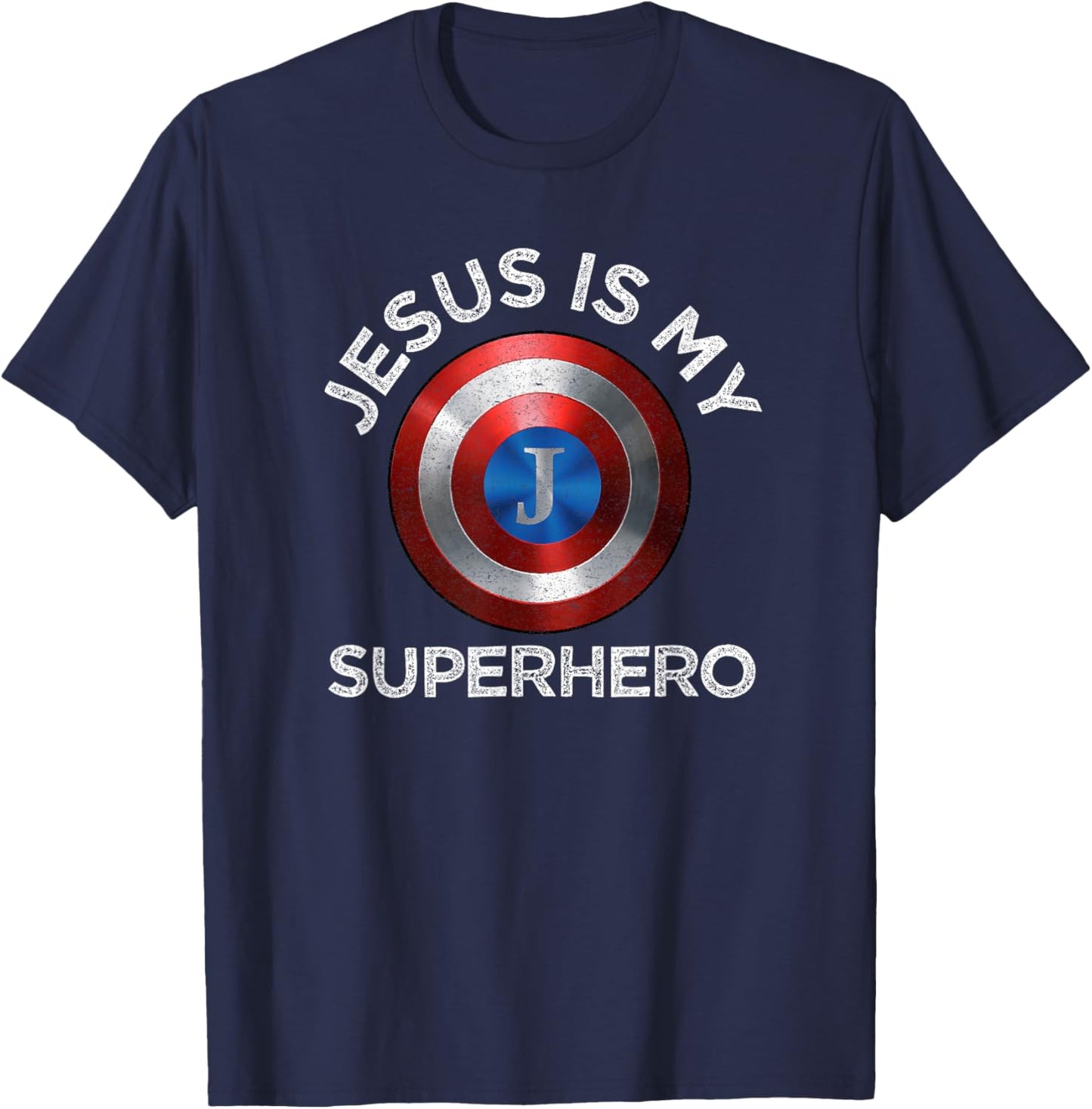 Jesus Is My Superhero Cute Powerful Christian Gift American T-Shirt - T-Shirt | Navy
