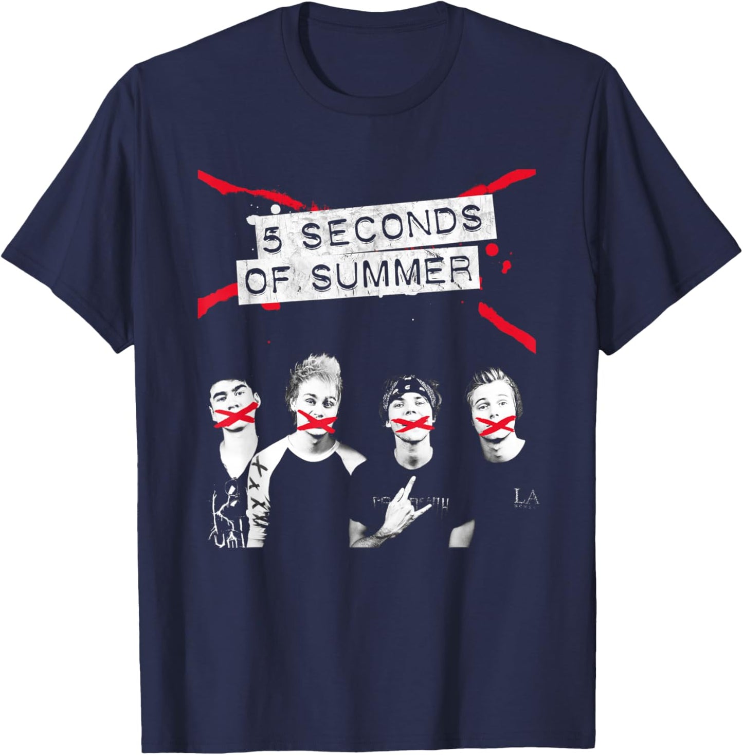 5 Seconds of Summer - Crossed Lines T-Shirt - T-Shirt | Navy