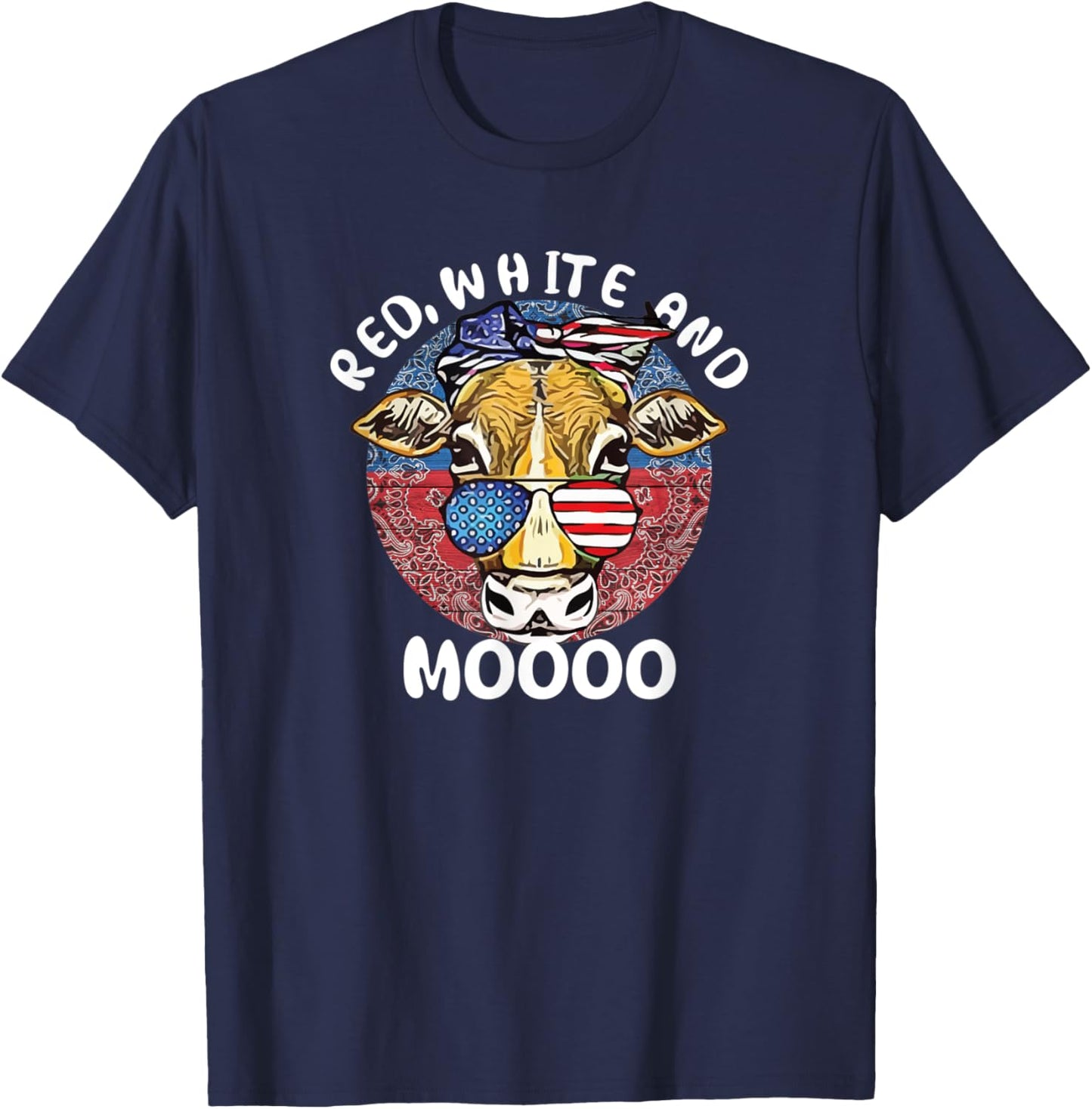 Red White Moo Cow Shirt Farm Clothes Cowgirl Girls T-Shirt - T-Shirt | Navy
