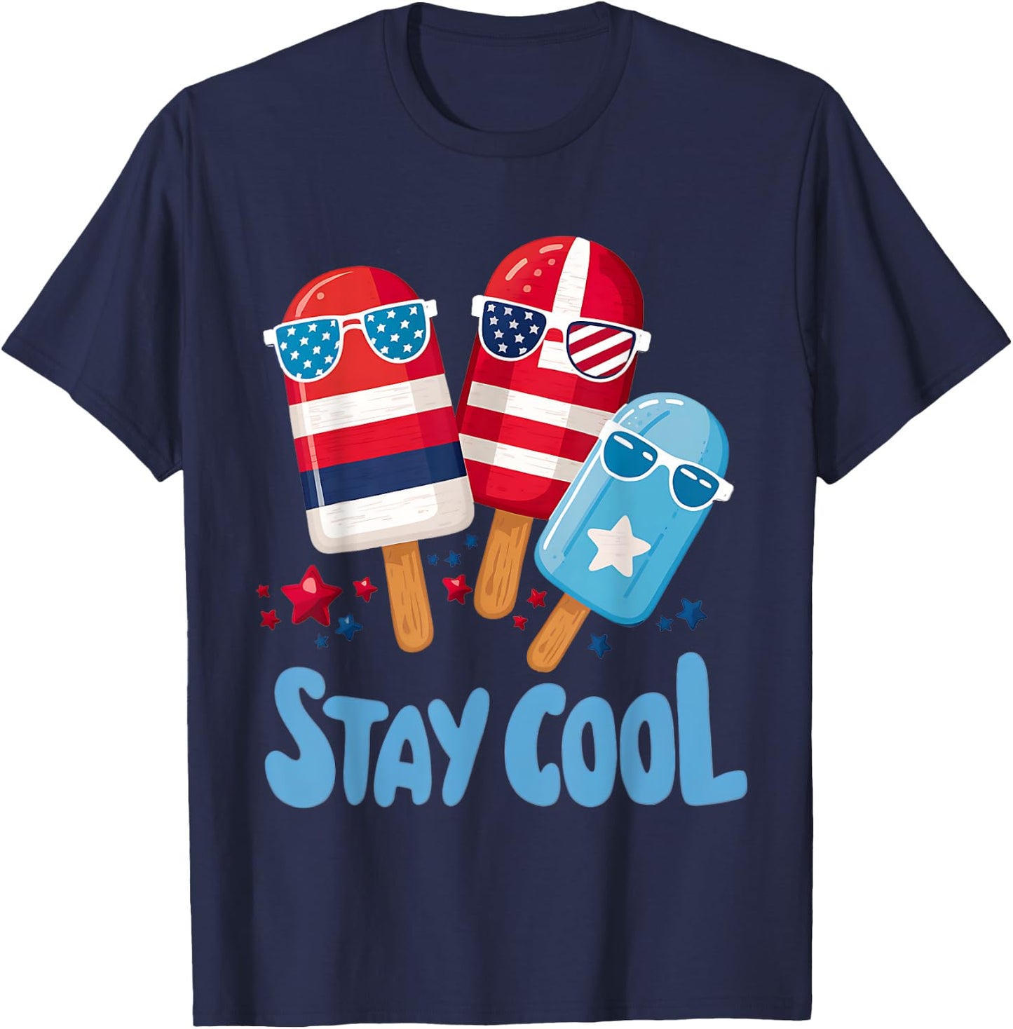 Stay Cool 4th July Popsicle Boys Men USA Flag American T-Shirt - T-Shirt | Navy