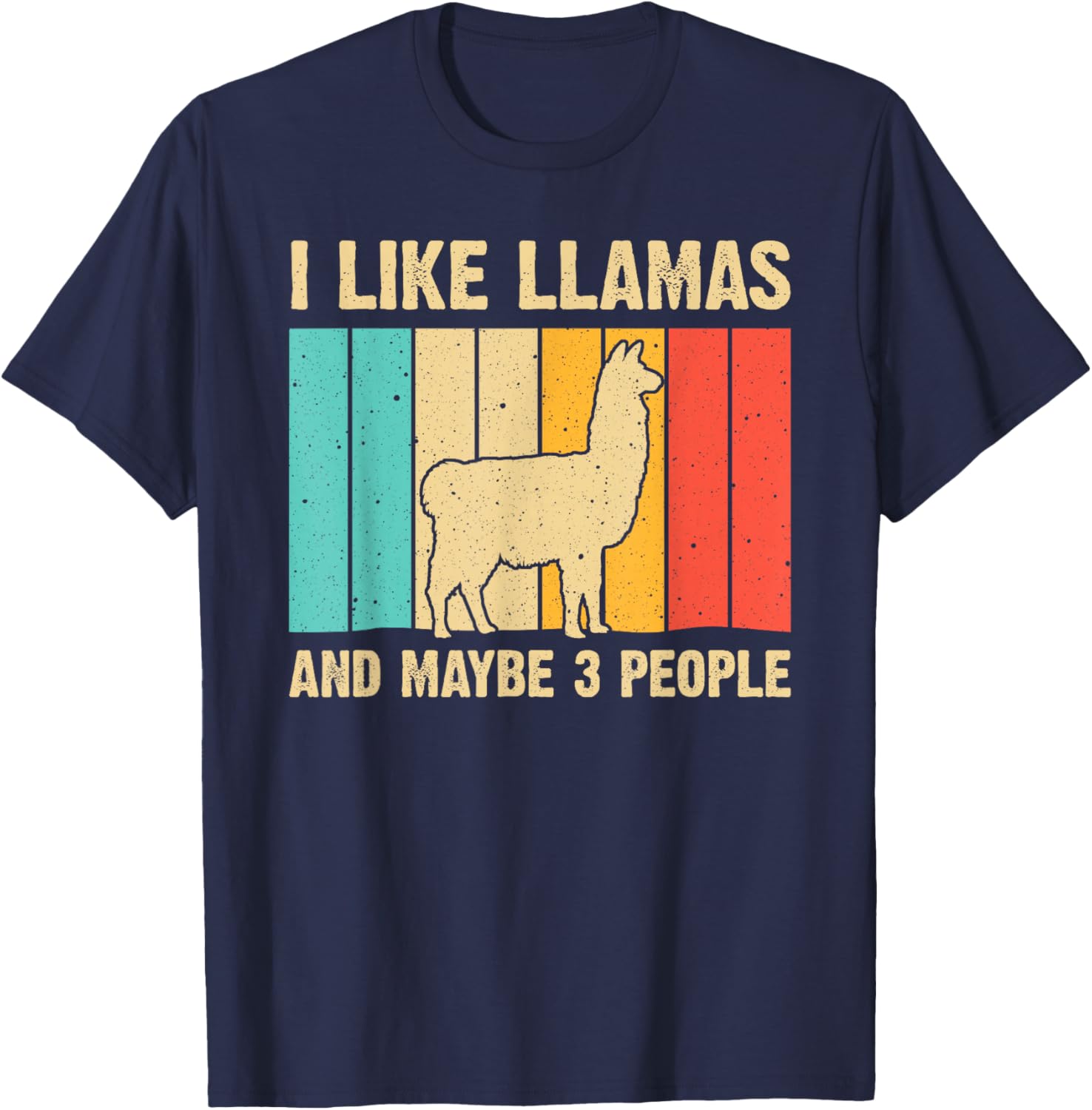 Funny Llama Design For Kids Men Women Alpaca Lover Farming T-Shirt - T-Shirt | Navy