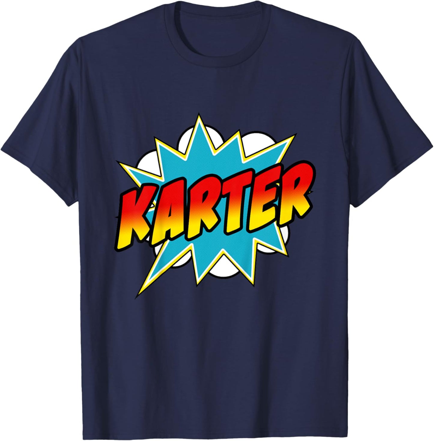 Kids Boys Karter Comic Book Superhero Name T-Shirt - T-Shirt | Navy