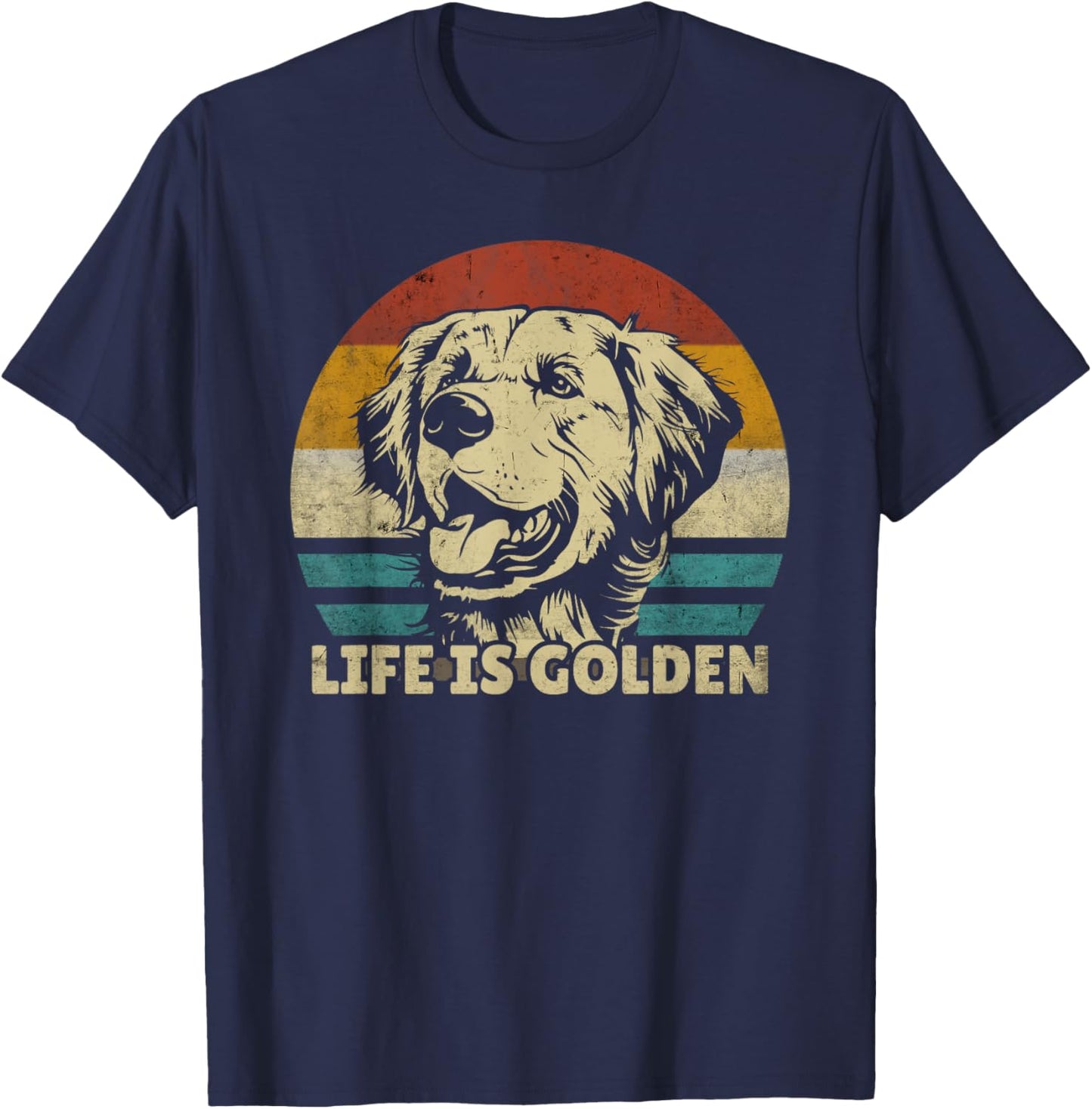 Golden Retriever Hund Life is golden retro vintage T-Shirt - T-Shirt | Navy