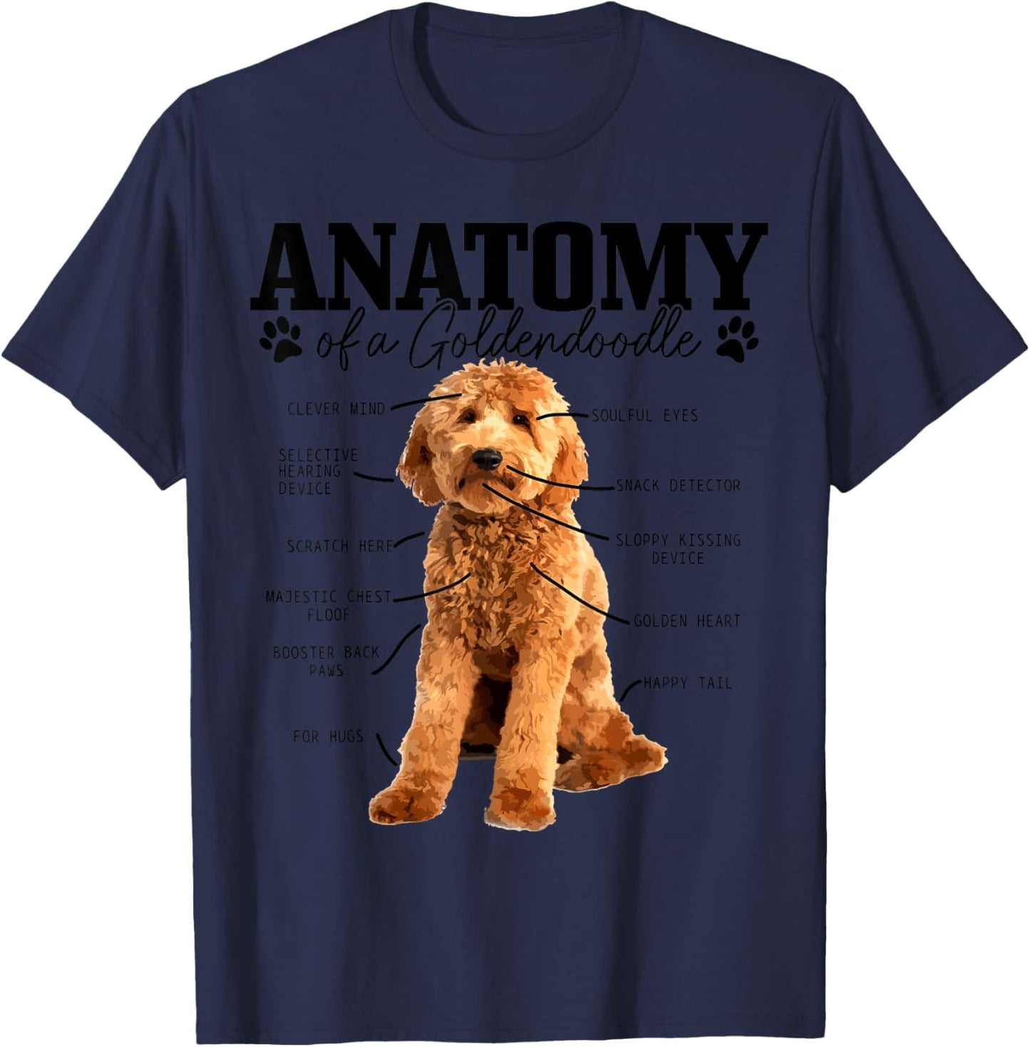 Anatomy Of A Goldendoodle Funny Cute Dog Doodle Mom Dad Women Kids T-Shirt - T-Shirt | Navy