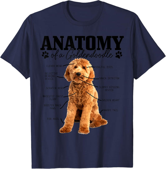 Anatomy Of A Goldendoodle Funny Cute Dog Doodle Mom Dad Women Kids T-Shirt - T-Shirt | Navy
