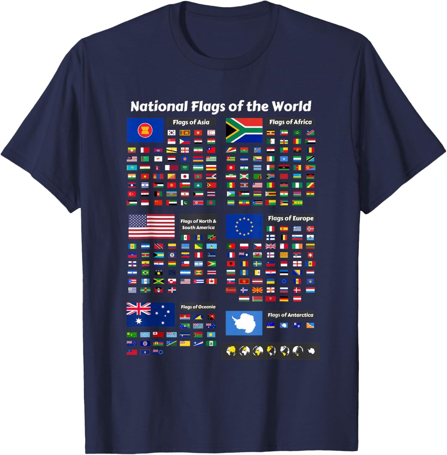 Flags of The Countries of The World International Gift T-Shirt - T-Shirt | Navy