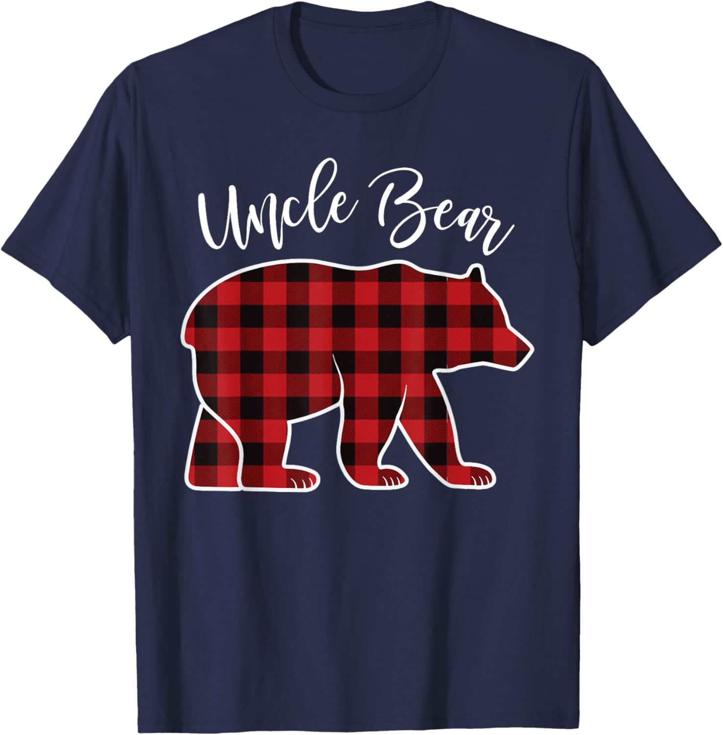 Uncle Bear Pajama Red Buffalo Xmas Funny Family Christmas T-Shirt - T-Shirt | Navy