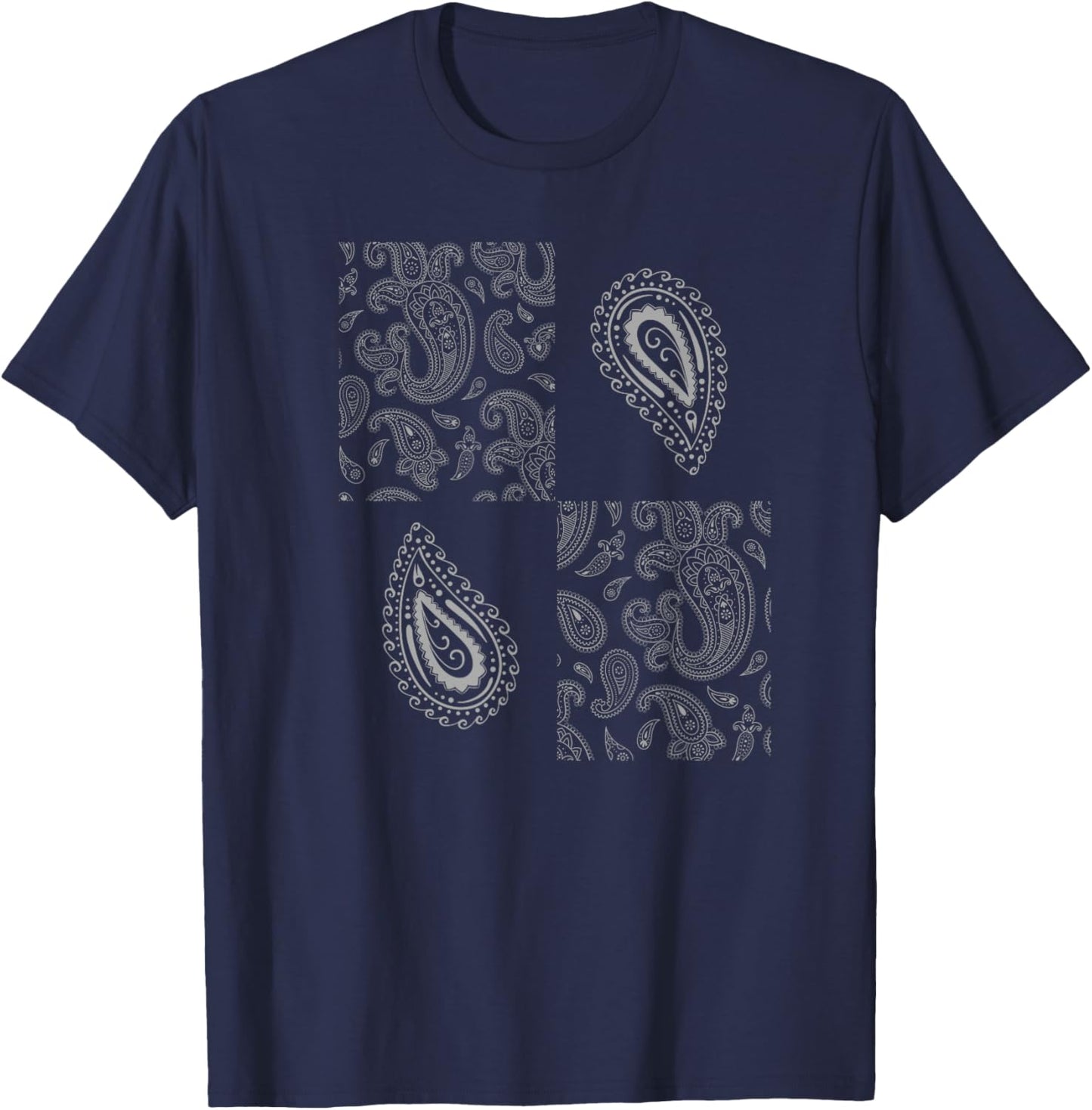 Paisley, Bandana Style T-Shirt - T-Shirt | Navy