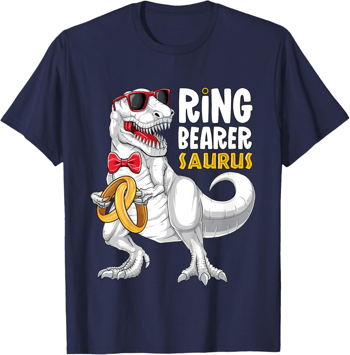 Kids Ring Bearer Saurus Shirt T Rex Wedding Boys Ring Bearer T-Shirt - T-Shirt | Navy