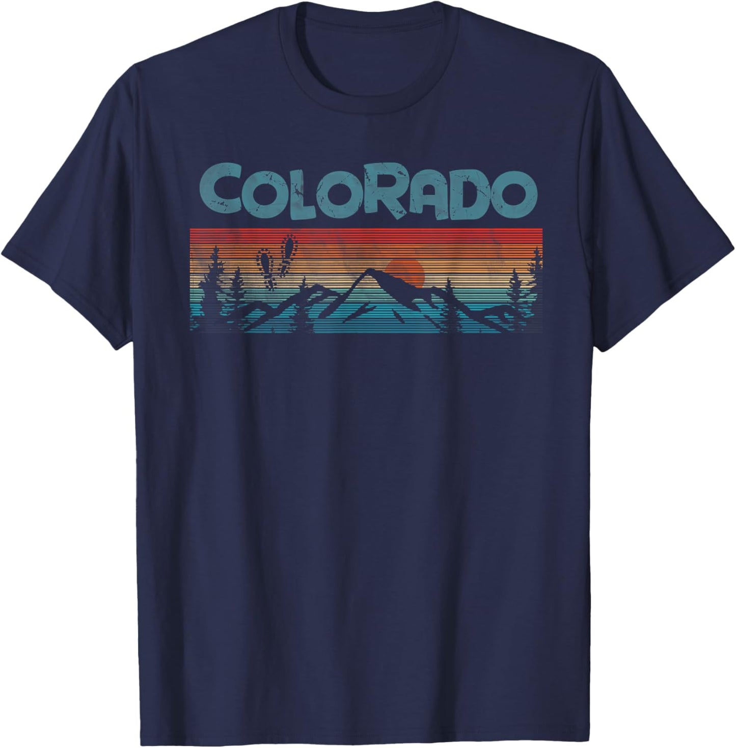Colorado Rocky Mountains Retro Skiing Camping Climbing T-Shirt - T-Shirt | Navy
