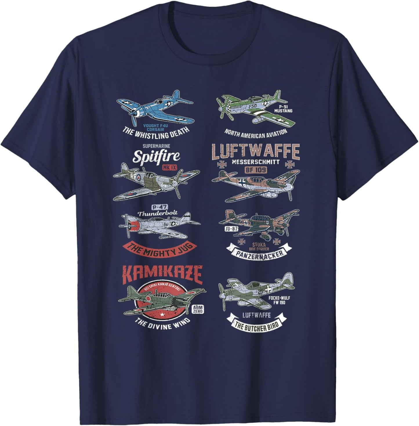 WW2 Planes Warbirds Warplanes F4U Corsair P-47 Thunderbolt T-Shirt - T-Shirt | Navy