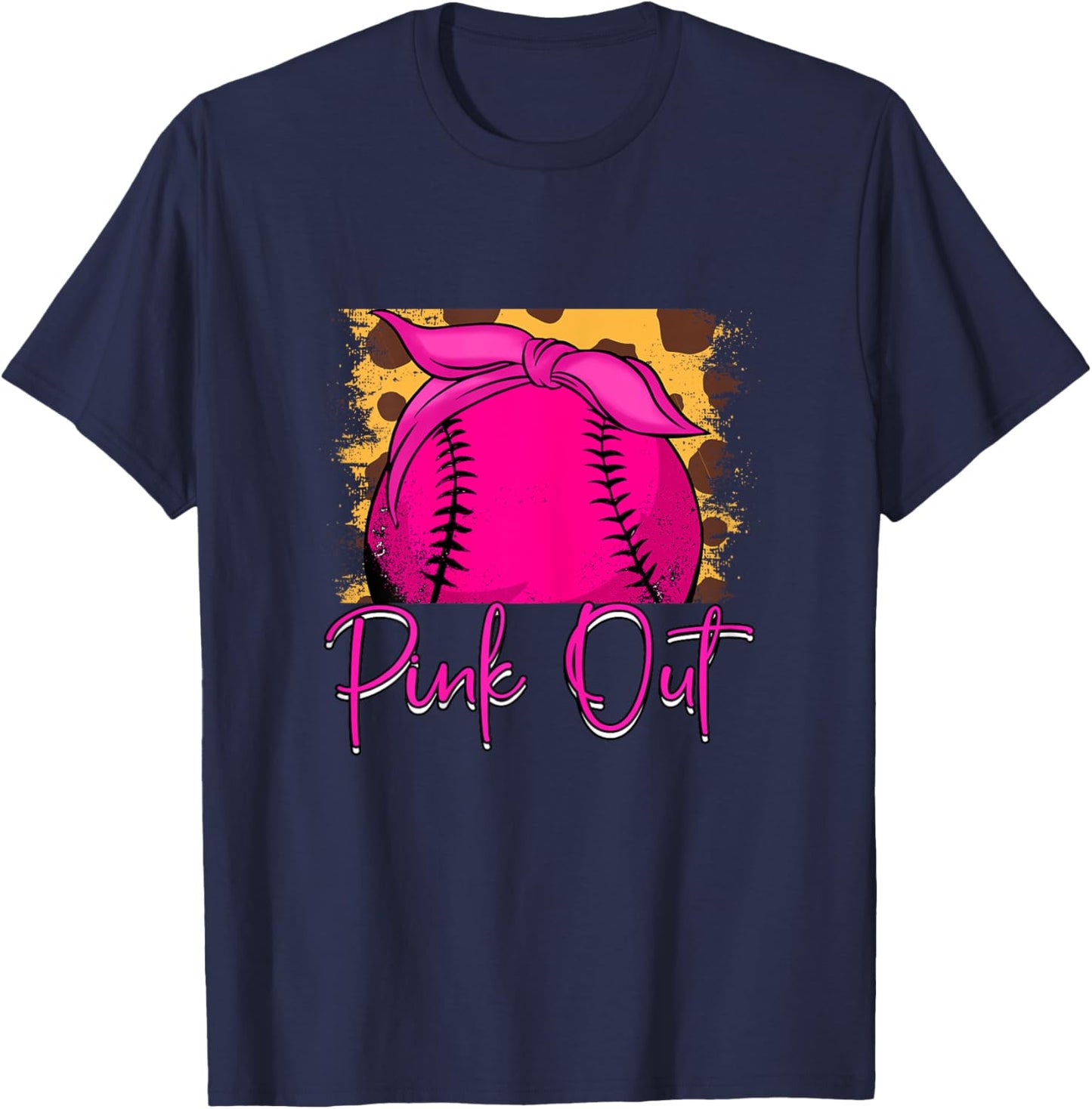 Pink Out Softball Breast Cancer Awareness T-Shirt - T-Shirt | Navy