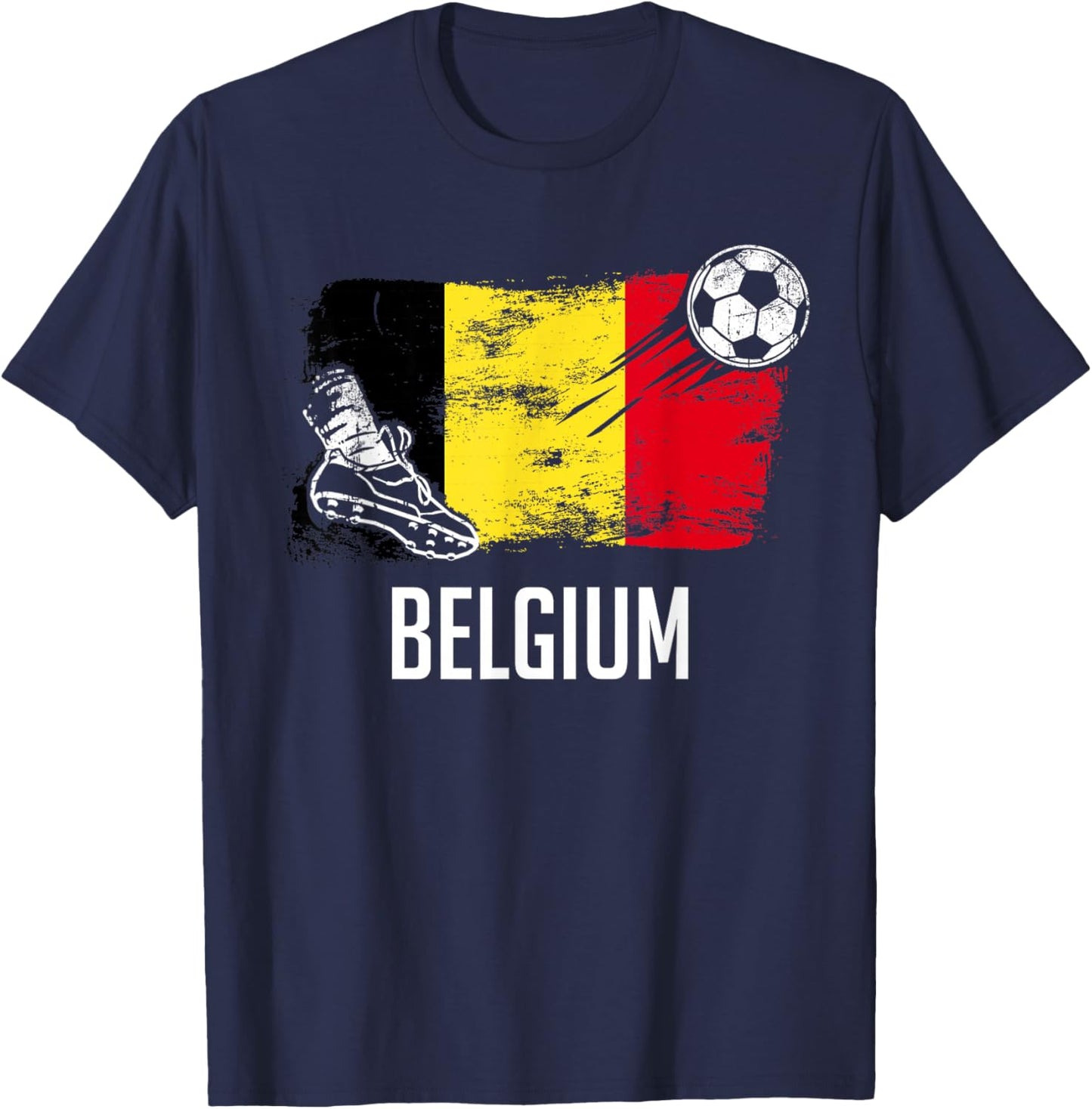 Belgium Flag Jersey Belgian Soccer Team Belgian T-Shirt - T-Shirt | Navy