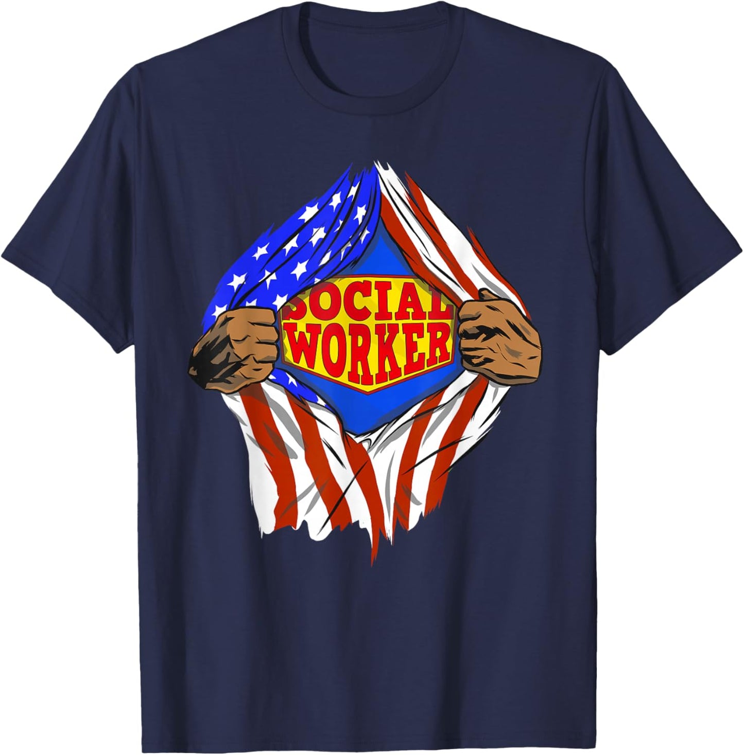 Funny Super Social Worker Hero Job T-Shirt - T-Shirt | Navy