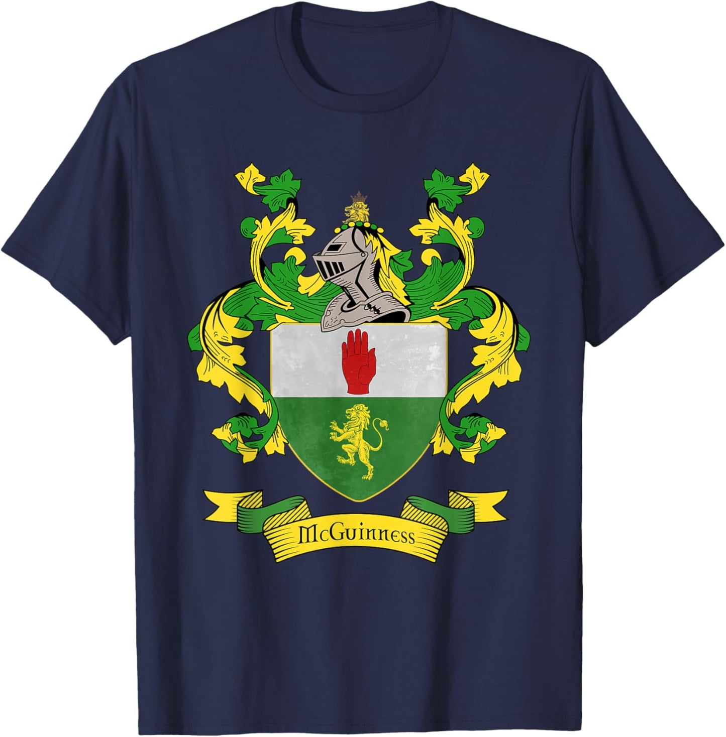 McGuinness Coat of Arms | McGuinness Surname Family Crest T-Shirt - T-Shirt | Navy