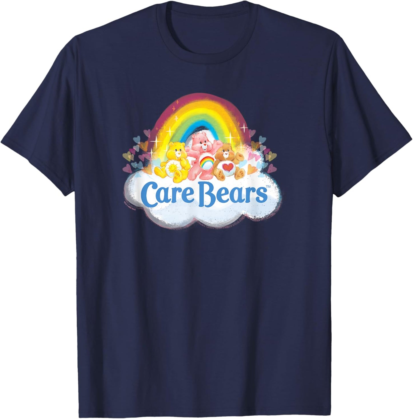 Care Bears Vintage Rainbow Cheer Bear Sweet Group Logo T-Shirt - T-Shirt | Navy