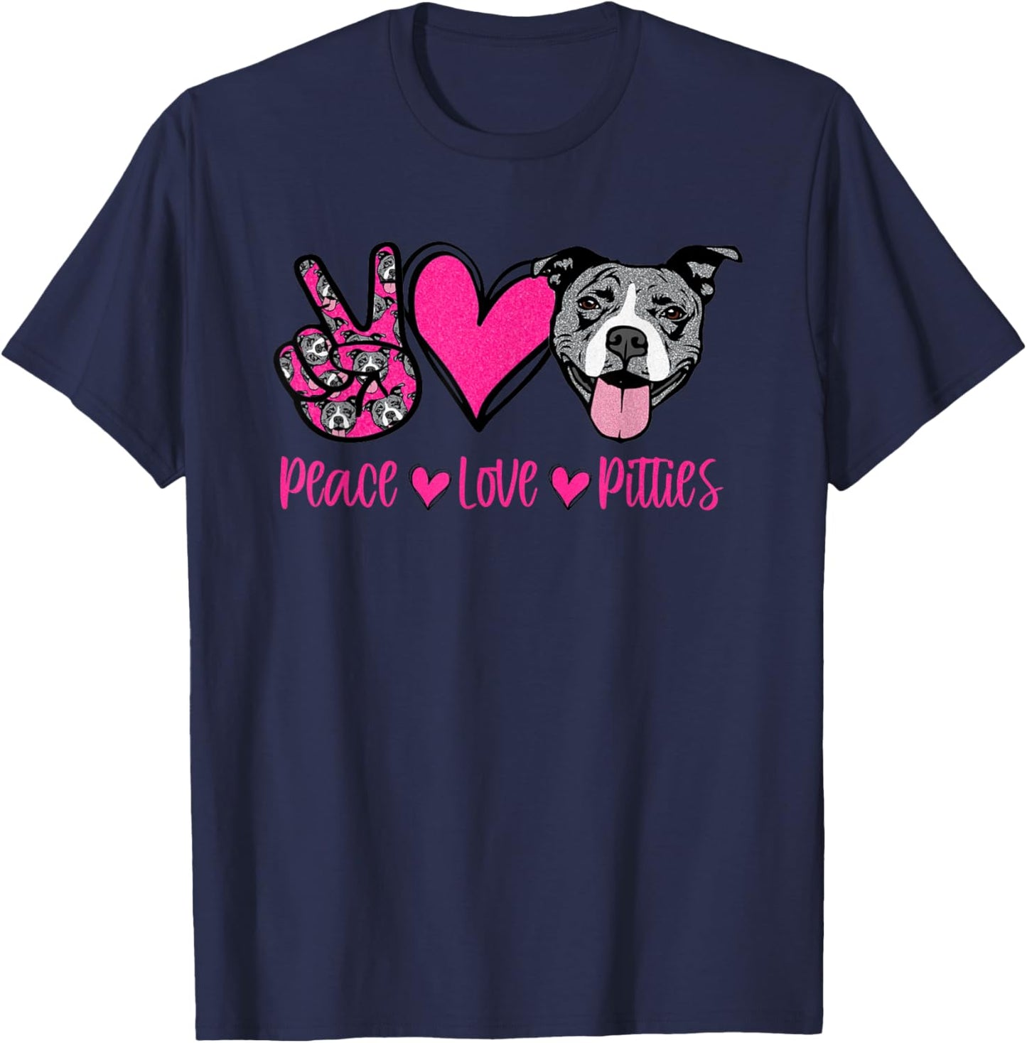 Peace Love Pitbulls Dog Lover Pitbull Women Pittie Mom Pet T-Shirt - T-Shirt | Navy