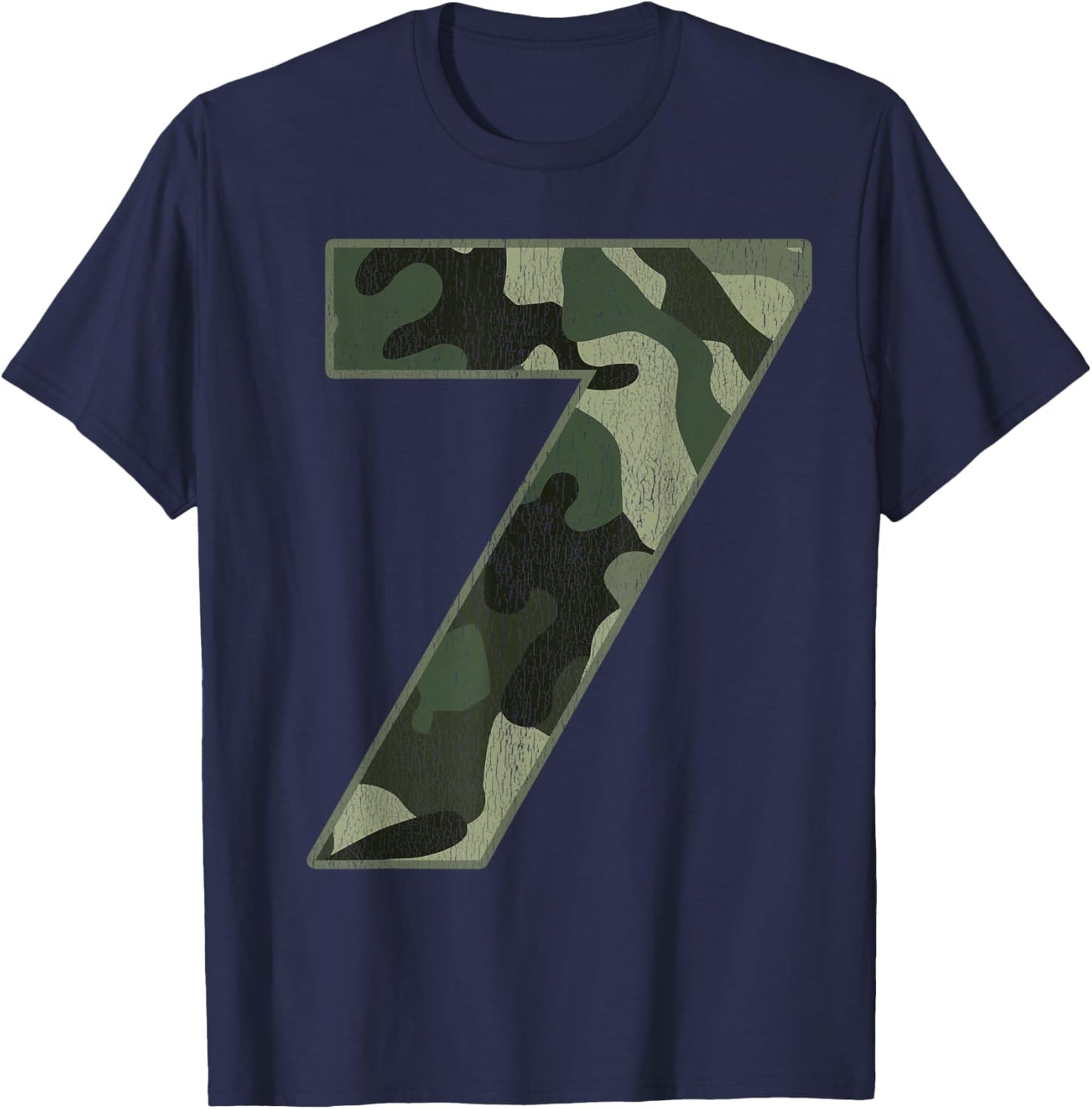 7th Birthday Army Birthday Party 7 Years Old Camo Number 7 T-Shirt - T-Shirt | Navy