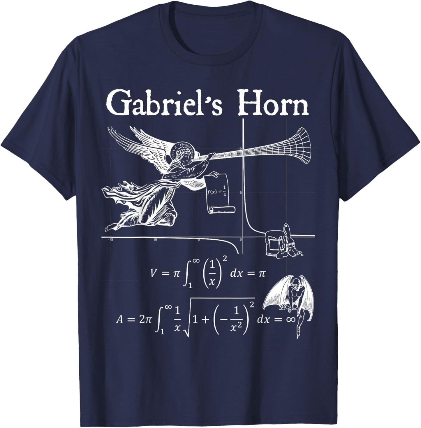 Gabriel's Horn Calculus Physics Math Teacher Nerdy Geek Gift Men Women Girls Kids T-Shirt - T-Shirt | Navy