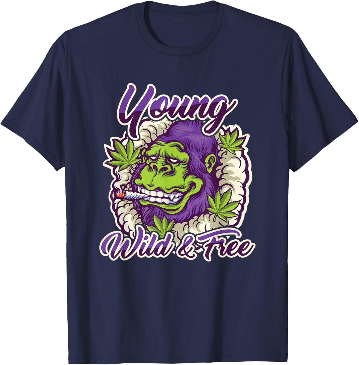 Jung Wild Free Ganja Smoker Tiffer Boats Monkey Gift T-Shirt - T-Shirt | Navy