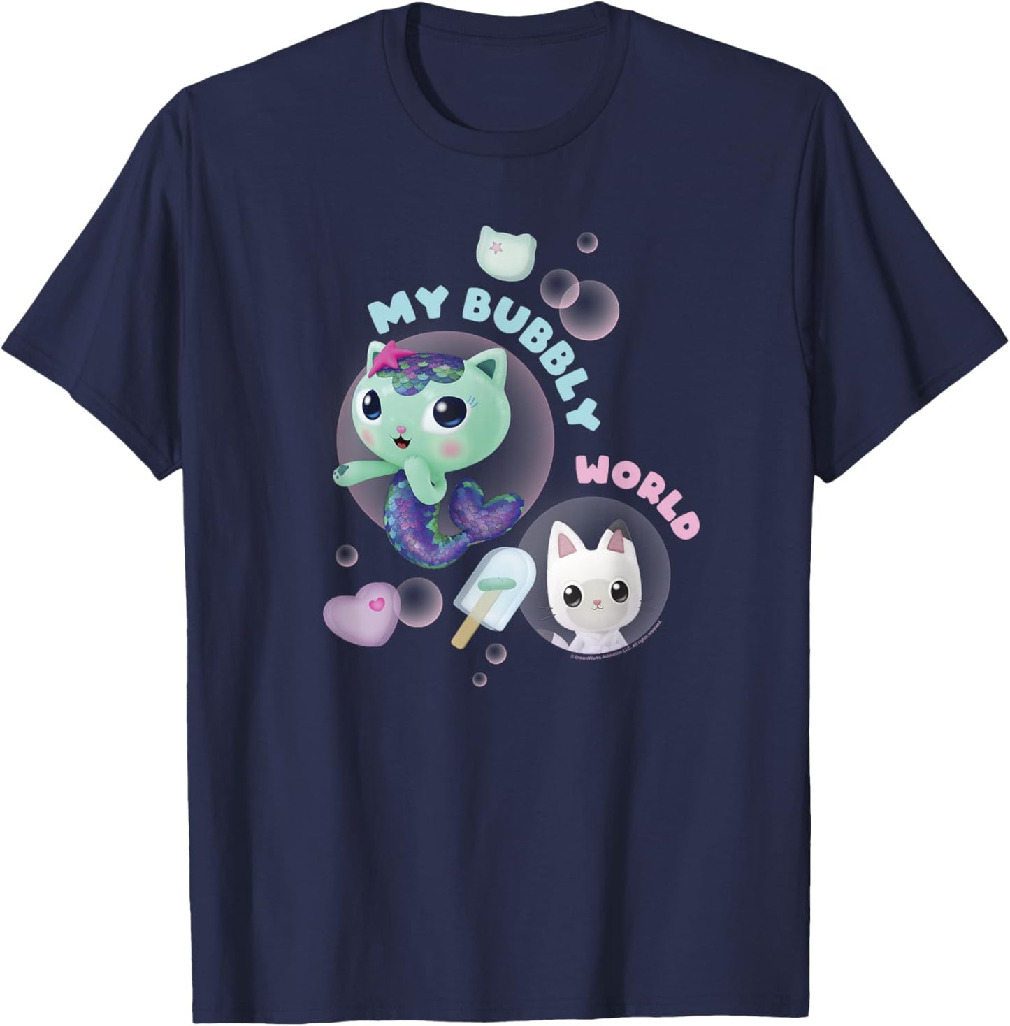 Gabby's Dollhouse MerCat and Pandy Bubbly World T-Shirt - T-Shirt | Navy