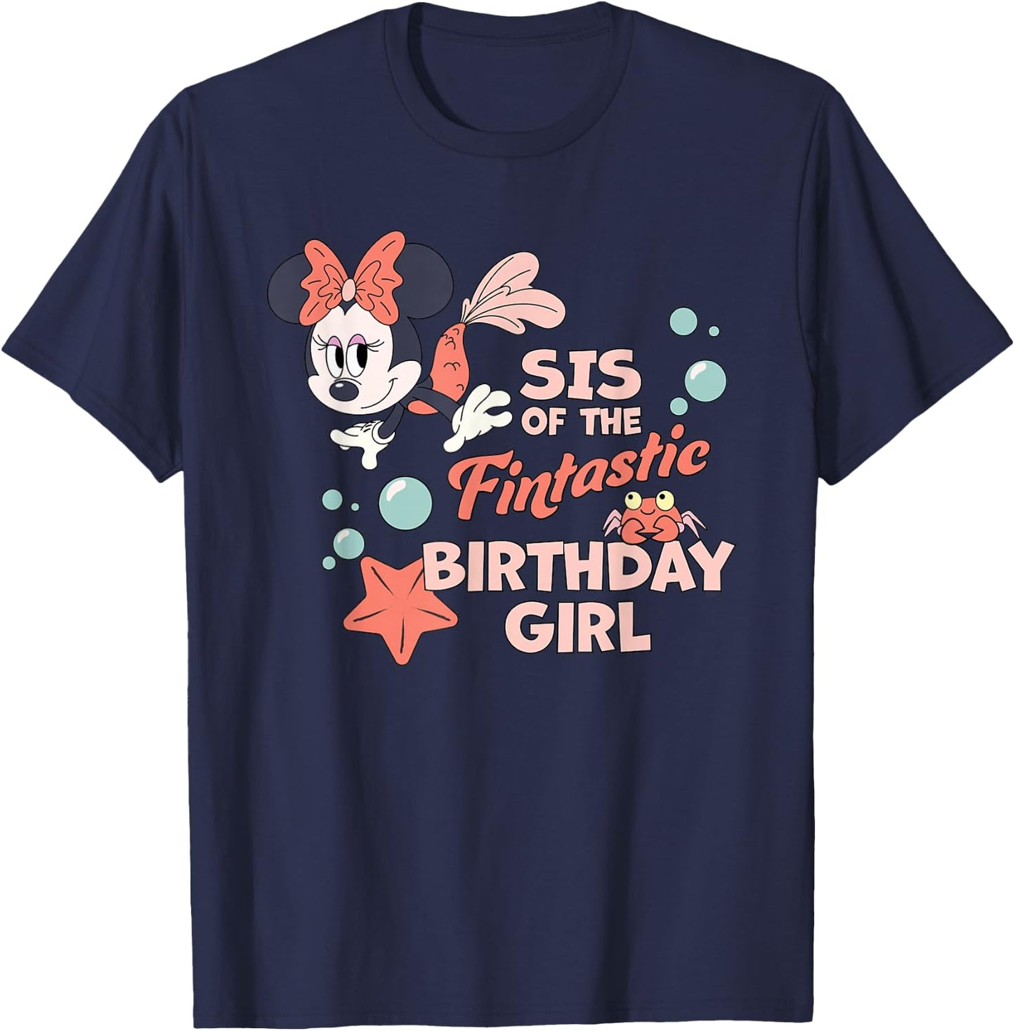 Disney Minnie Mouse Mermaid Sis of The Birthday Girl T-Shirt - T-Shirt | Navy