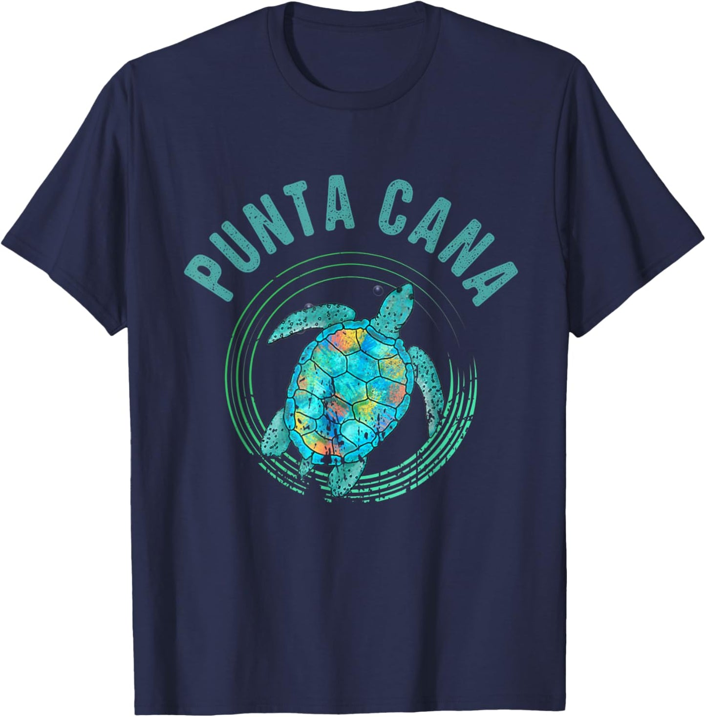 Punta Cana 2022 Beach Design/Sea Turtle Illustration Gift T-Shirt - T-Shirt | Navy